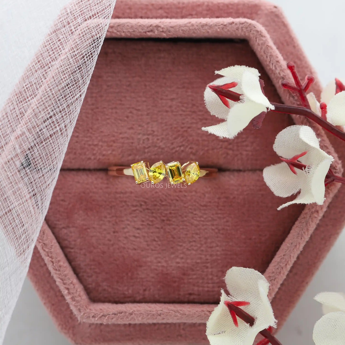 Yellow Emerald & Marquise Cut Ring