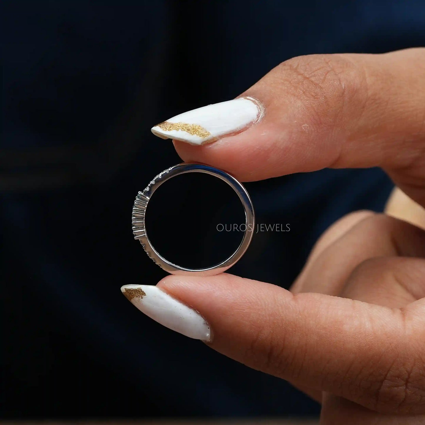 Blue Round Diamond Half Eternity Ring