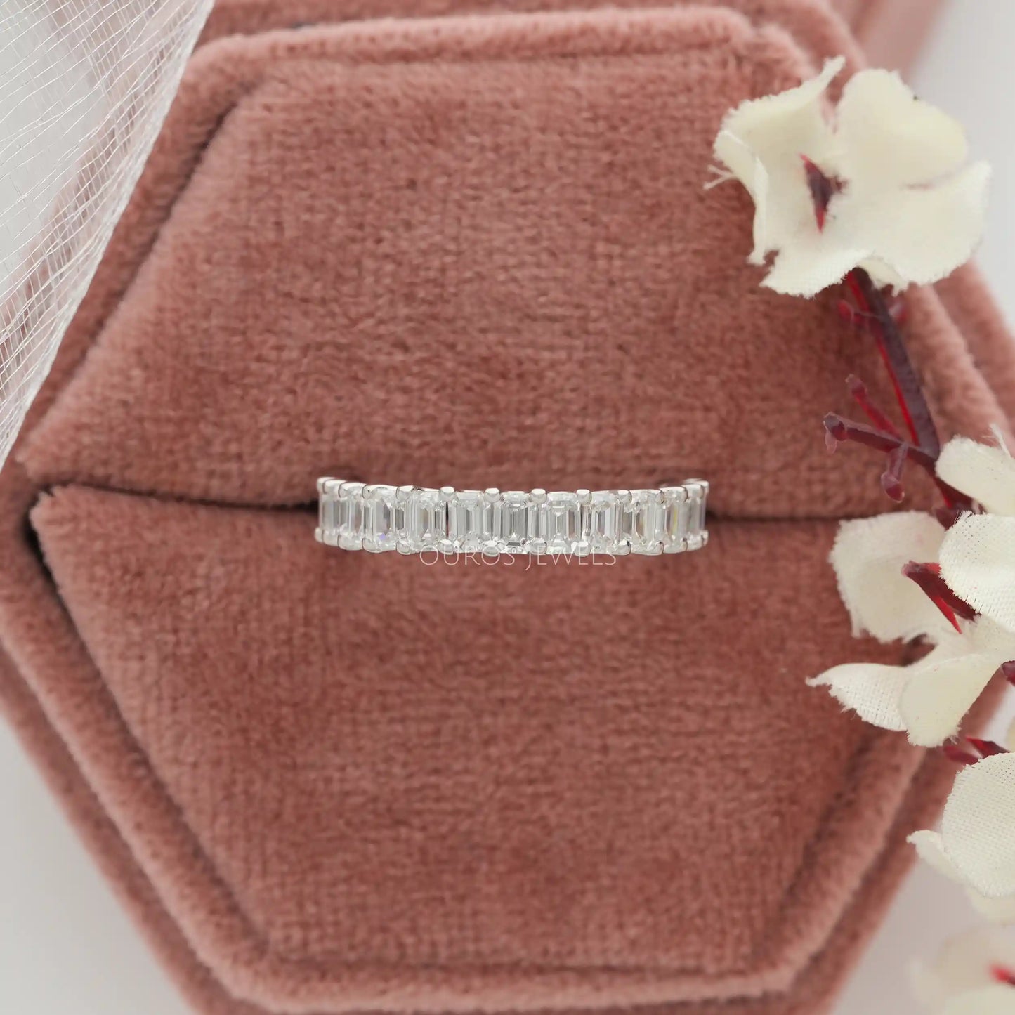 Emerald Diamond Stackable Band