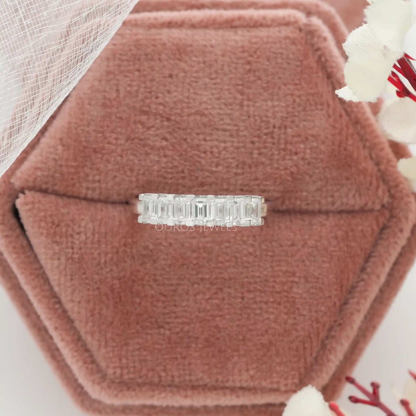 Emerald Cut Seven Stone Band