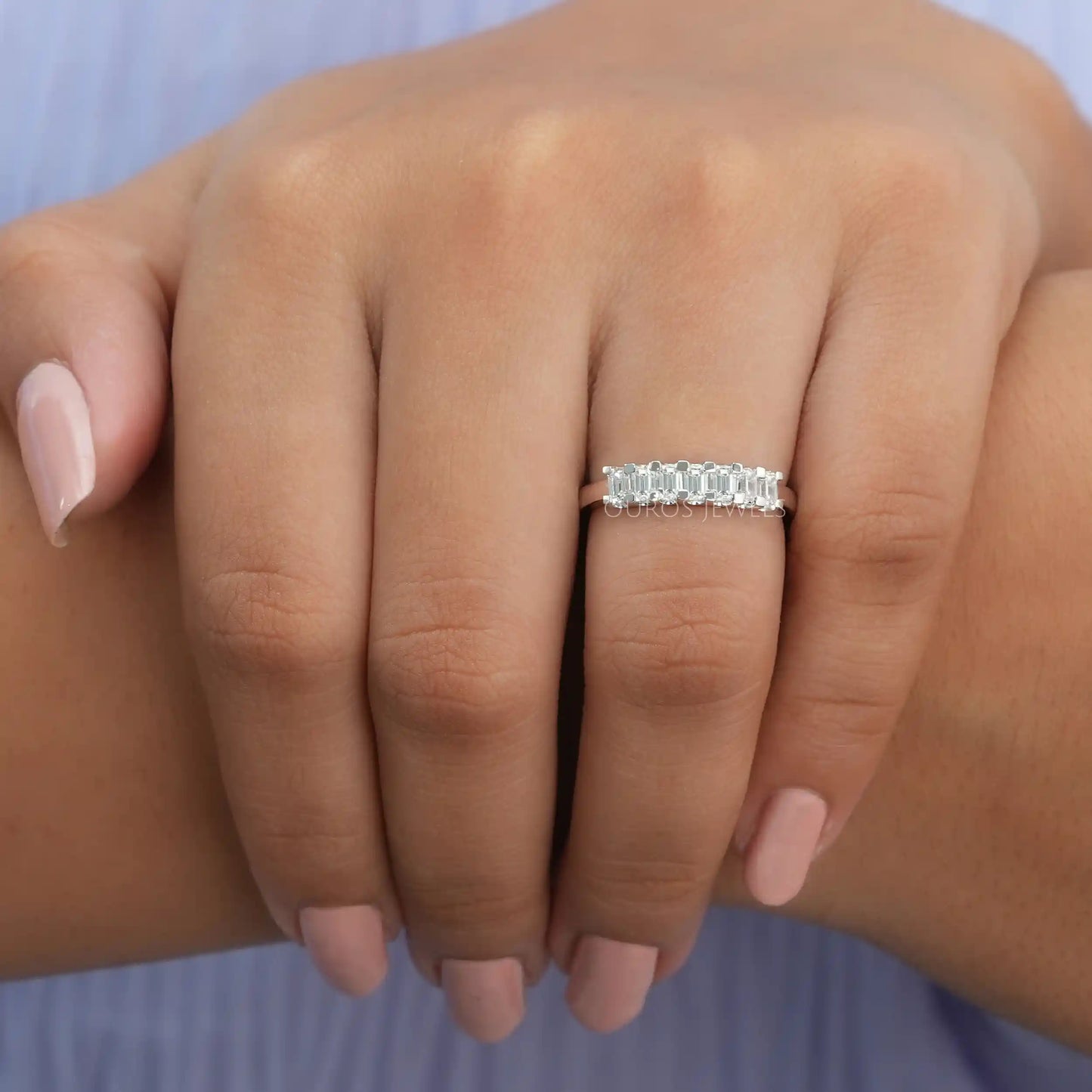 Emerald Lab Diamond 7 Stone Band