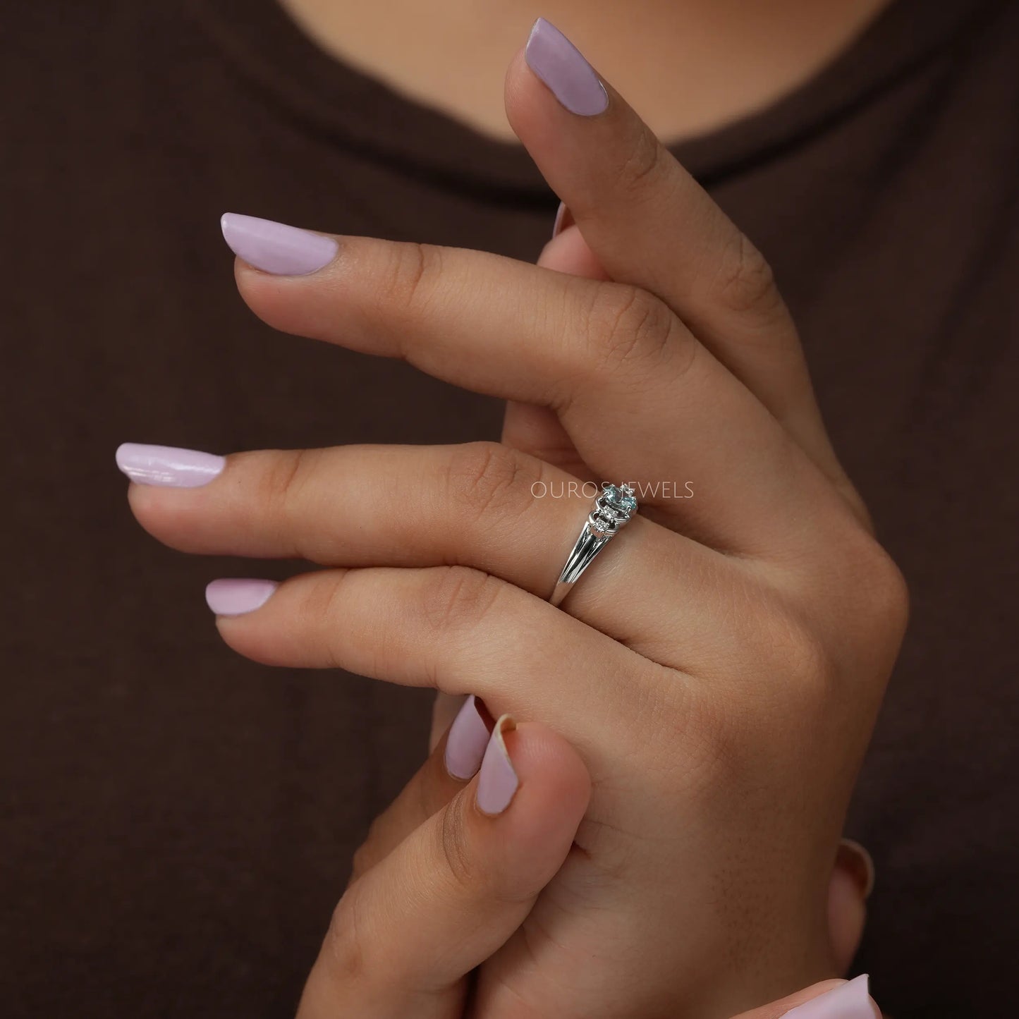 Bluish Green Oval Cut Dainty Ring