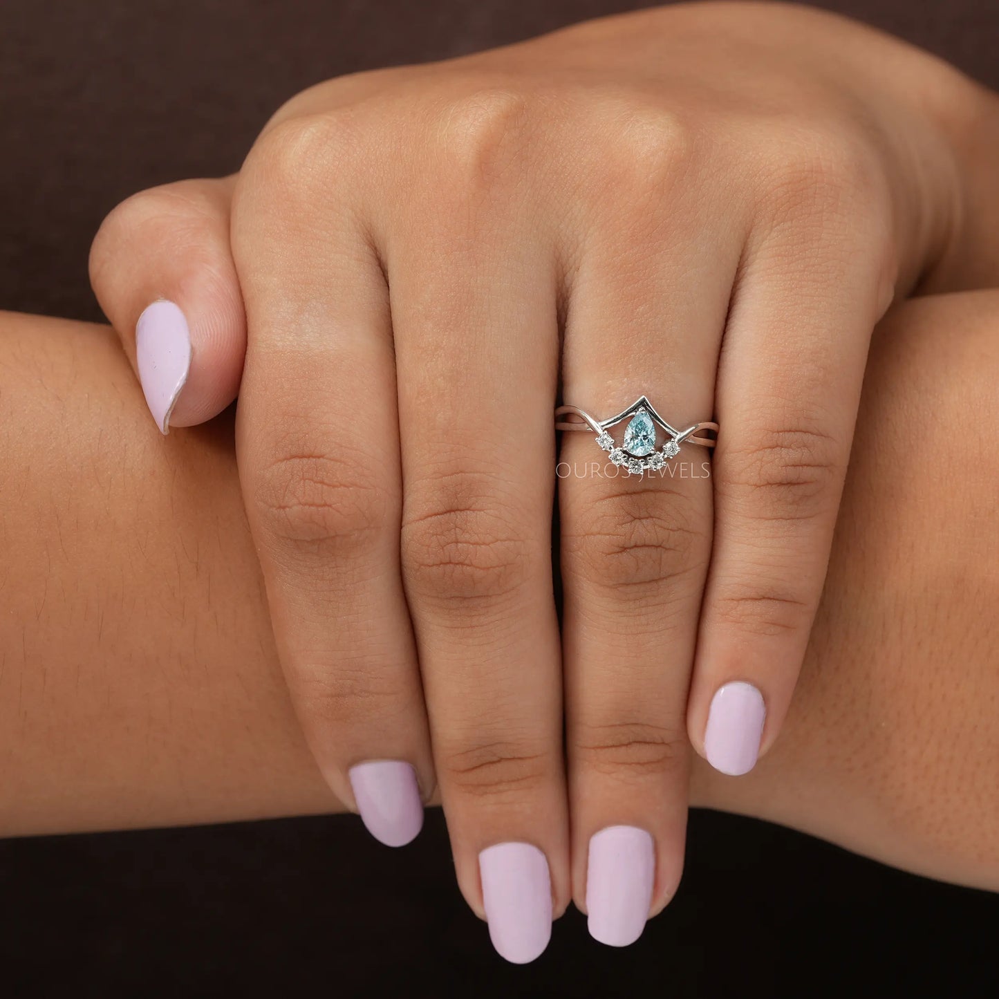 Bluish Green Pear Infinity Ring