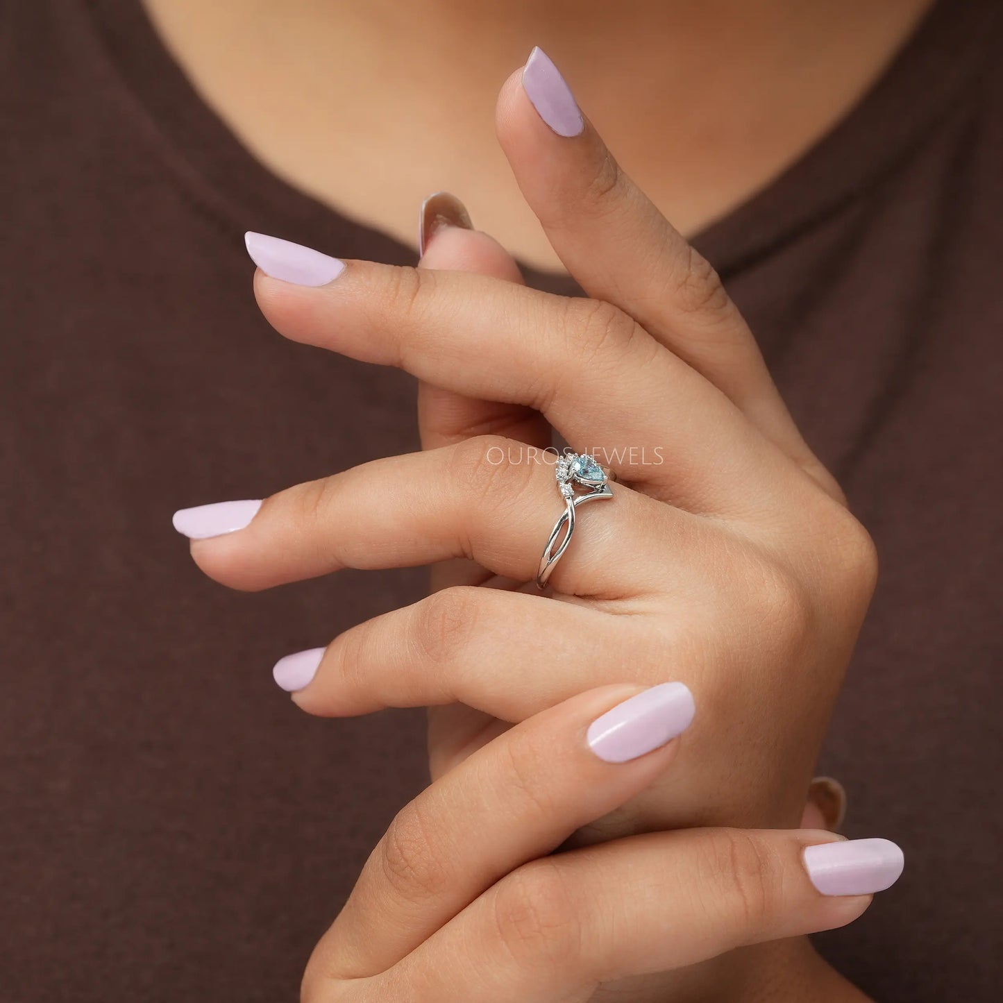 Bluish Green Pear Infinity Ring