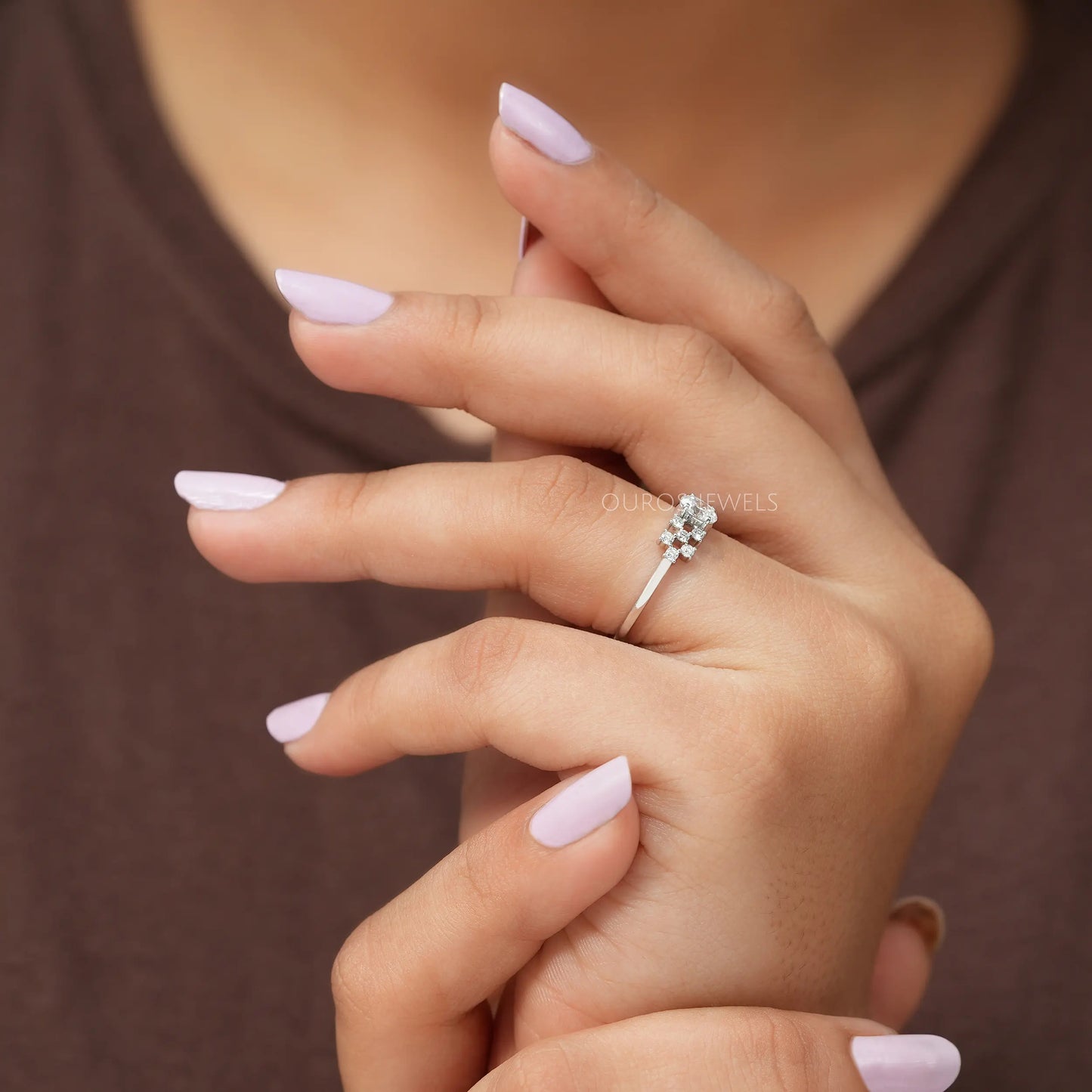 Oval And Round Cluster Engagement Ring