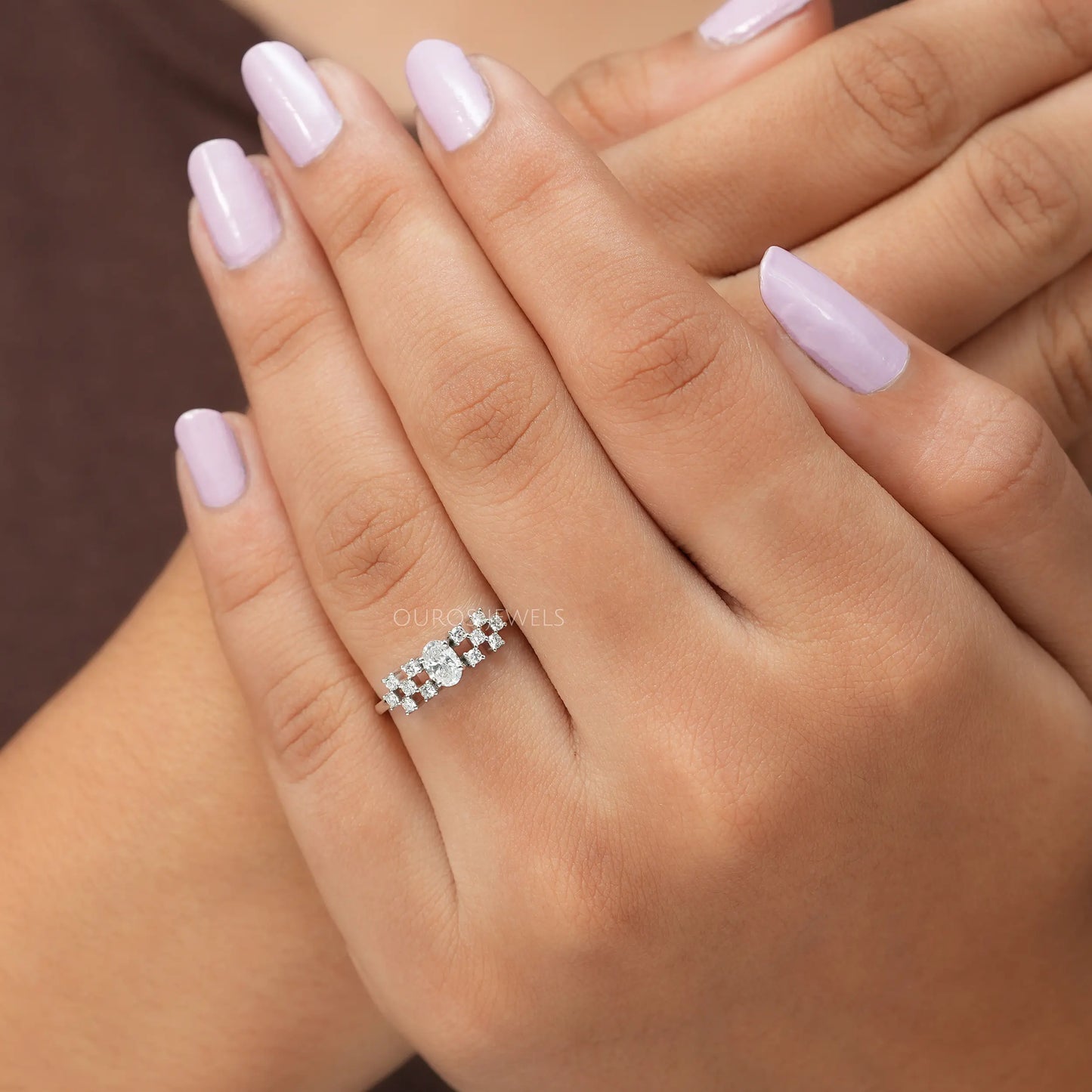Oval And Round Cluster Engagement Ring