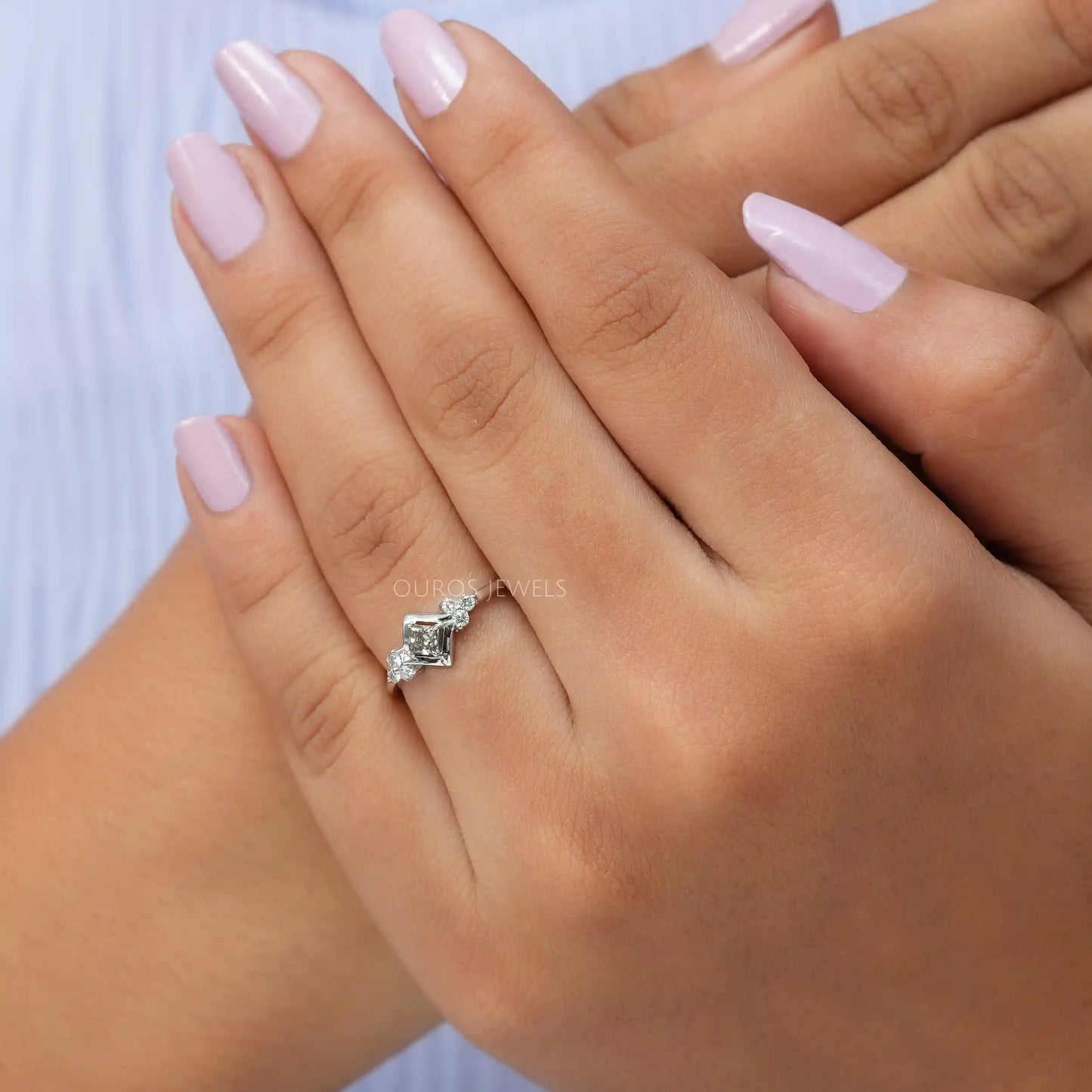Olive Princess Cut Cluster Diamond Ring