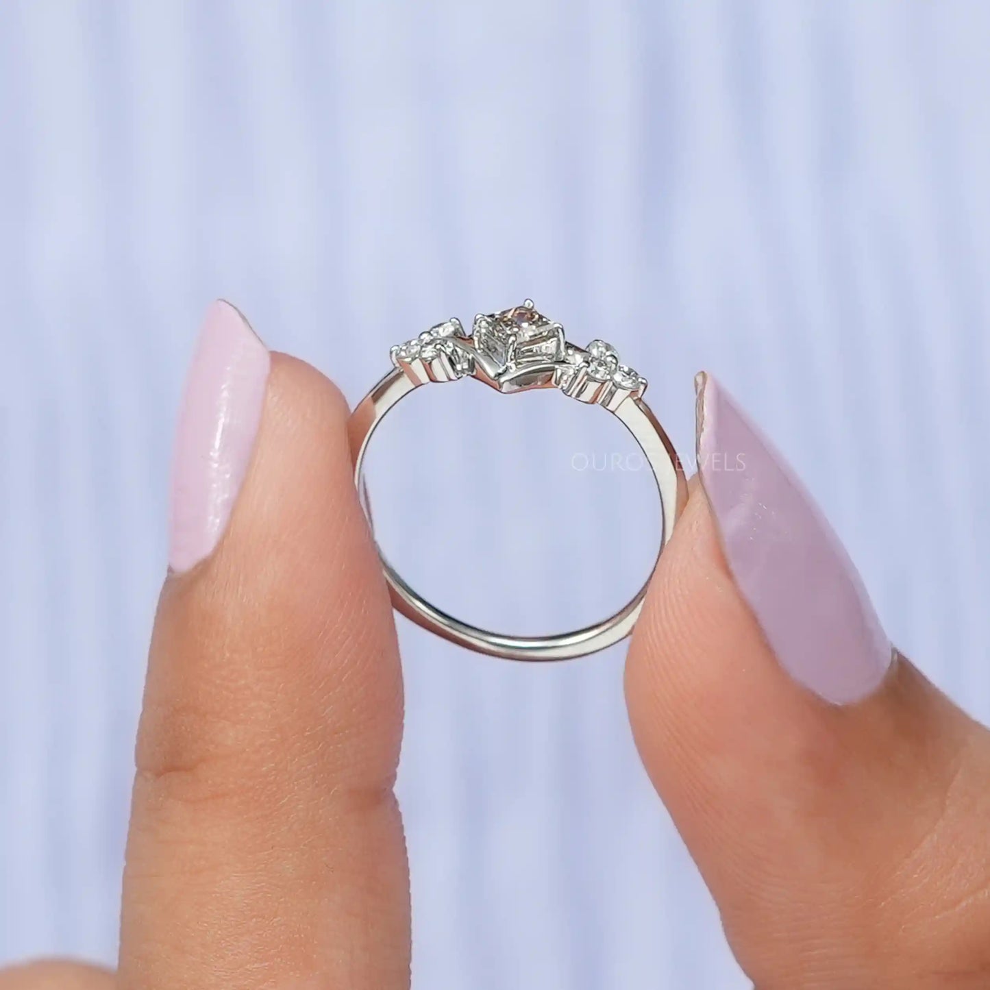 Olive Princess Cut Cluster Diamond Ring