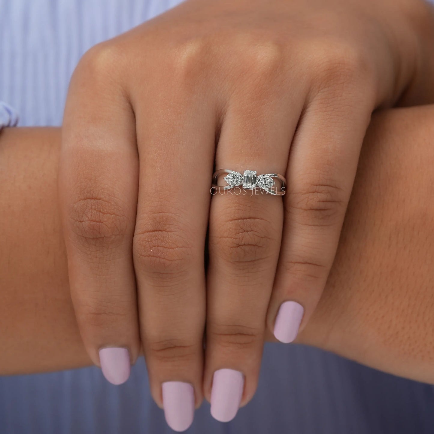 Emerald Cut Lab Diamond Dainty Ring