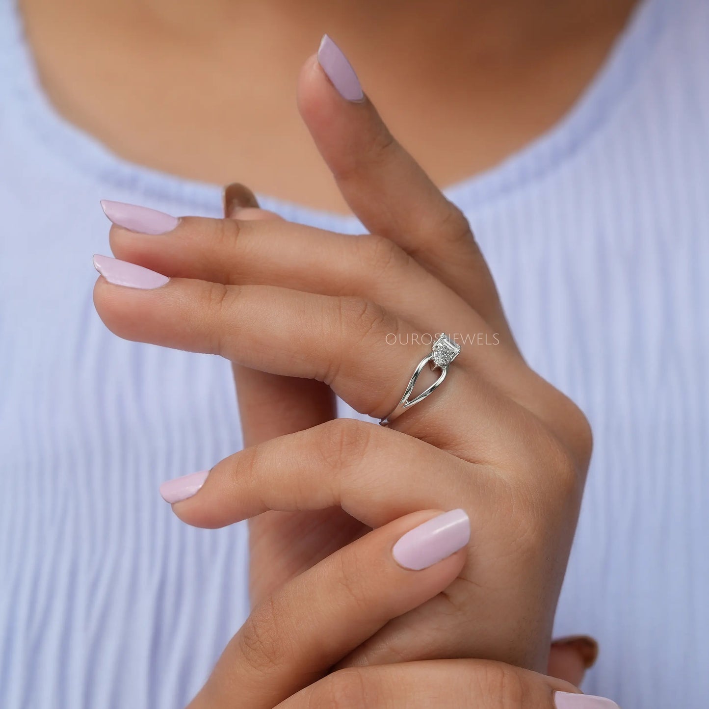 Emerald Cut Lab Diamond Dainty Ring
