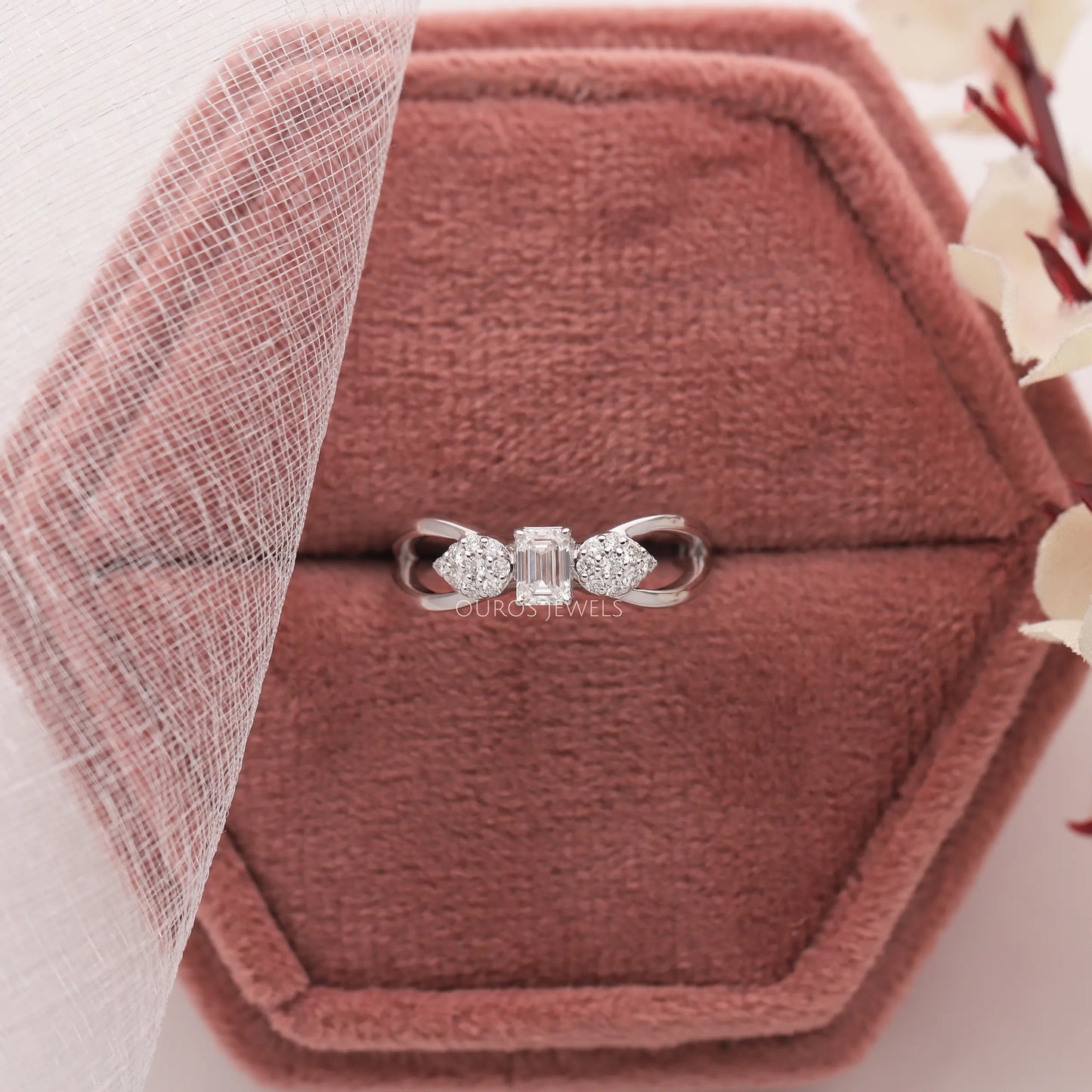 Emerald Cut Lab Diamond Dainty Ring