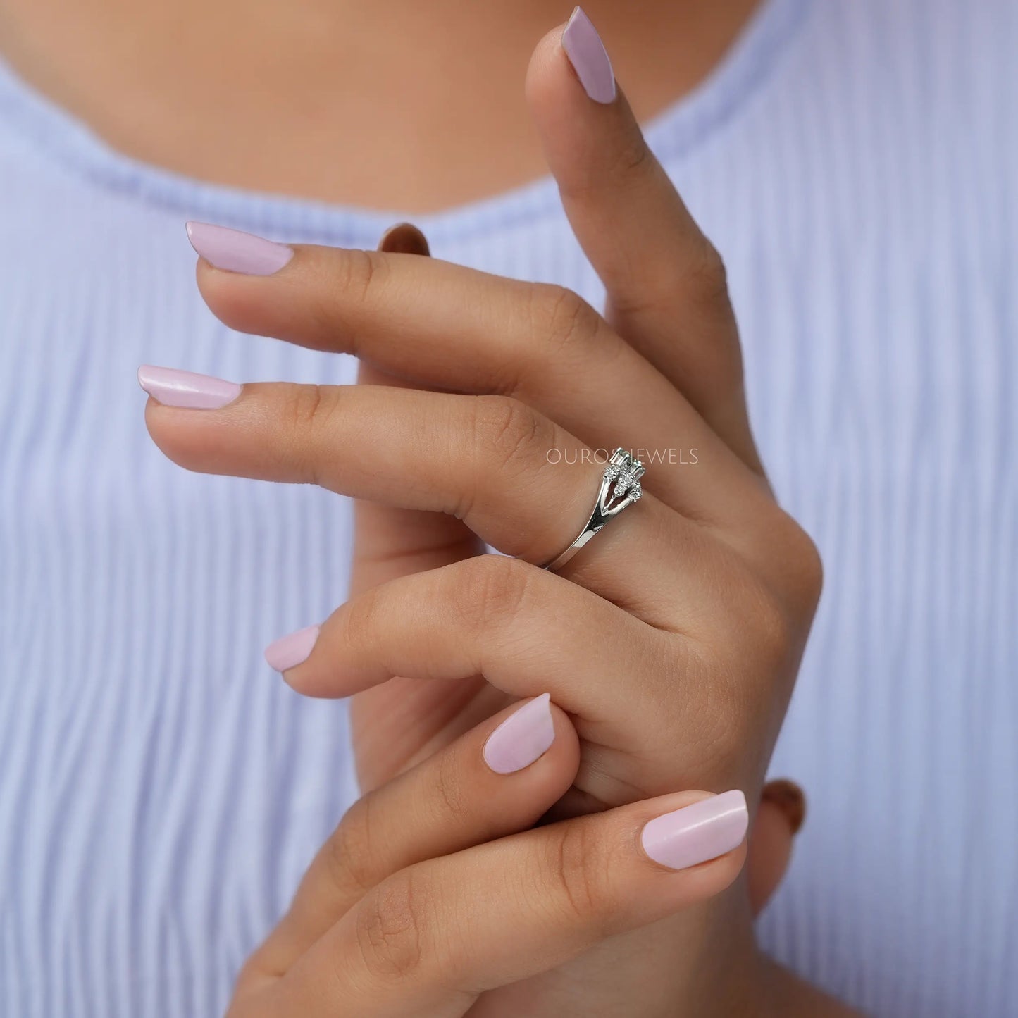 Green Round Cut Open Cuff Dainty Ring