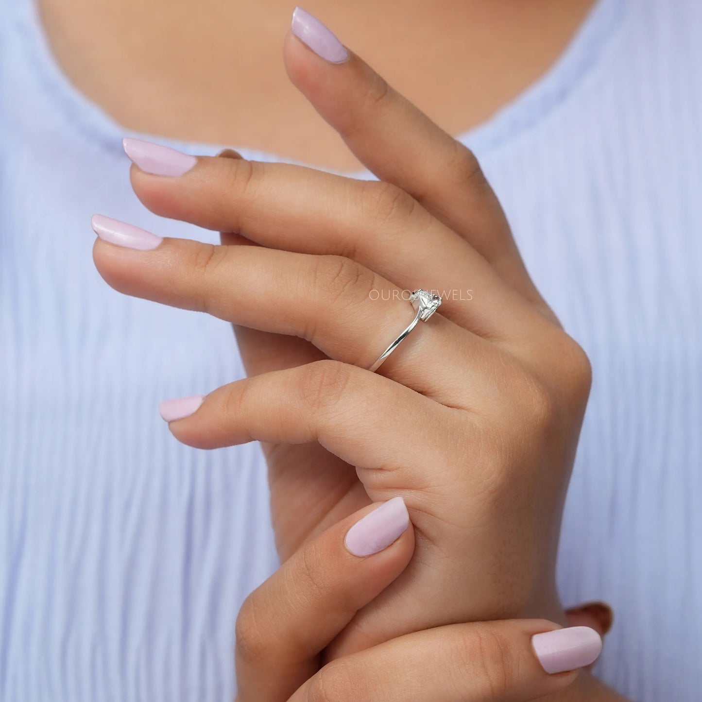 Heart Cut Accent Diamond Bypass Ring