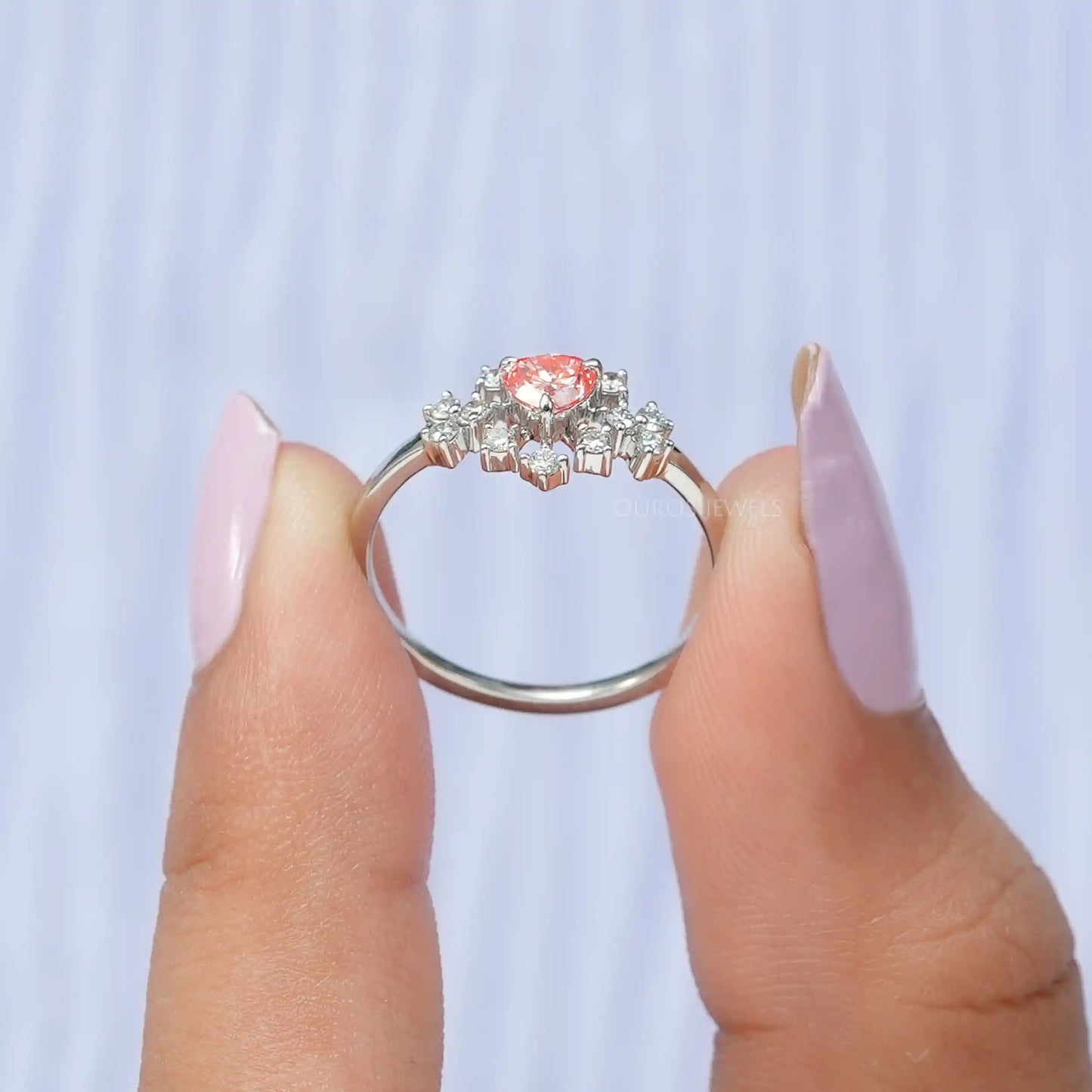 Pink Heart Cut Diamond Cluster Ring