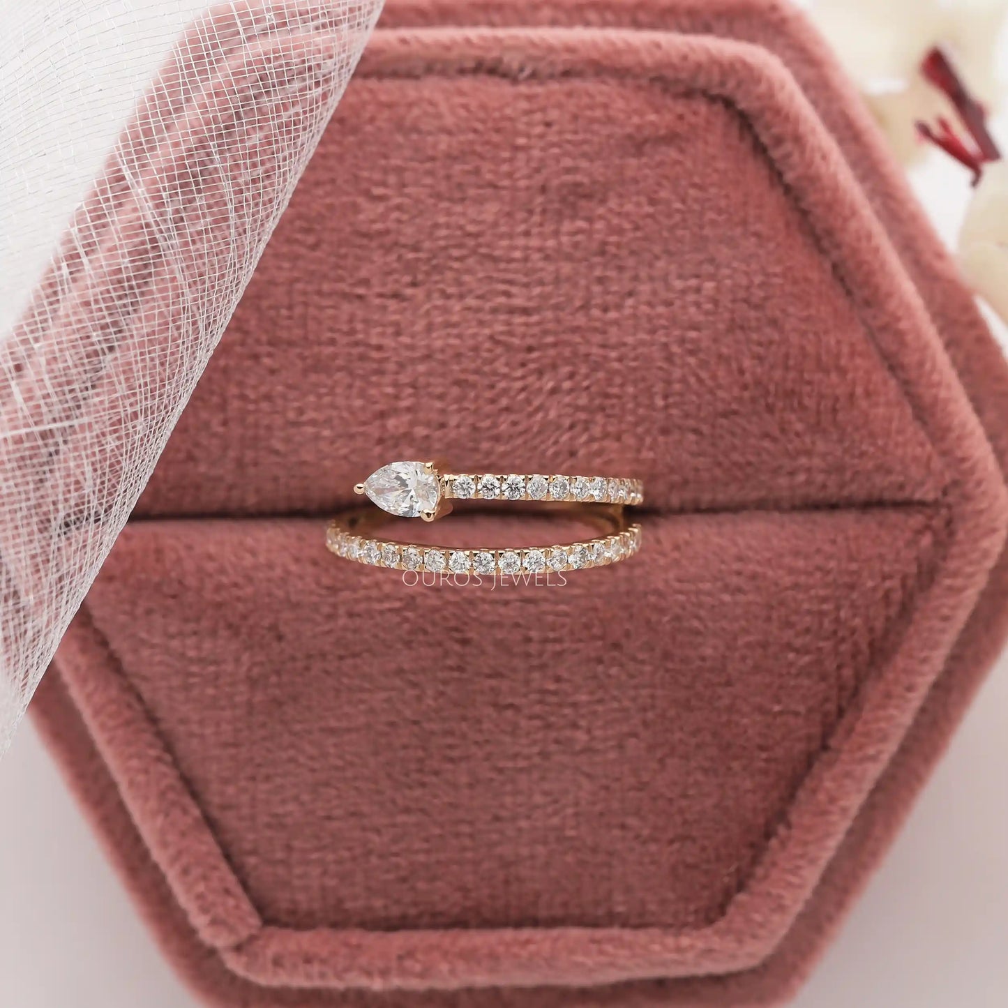 Pear & Round Diamond Double Row Ring