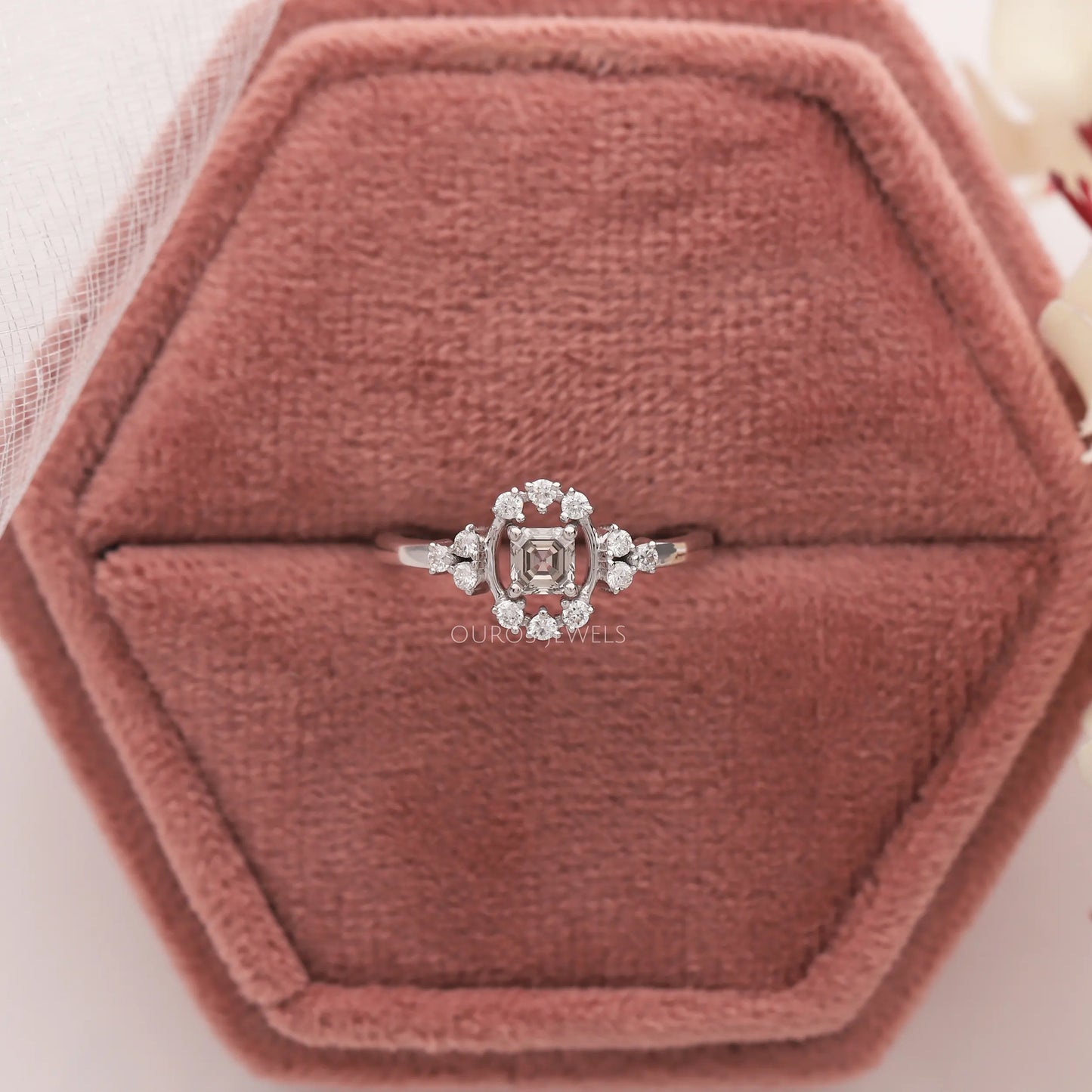 Olive Asscher Diamond Cluster Ring