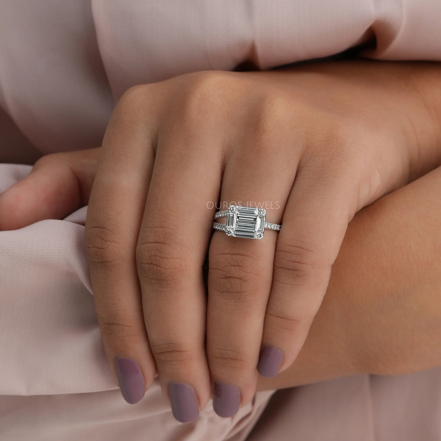 Baguette And Round Diamond Engagement Ring