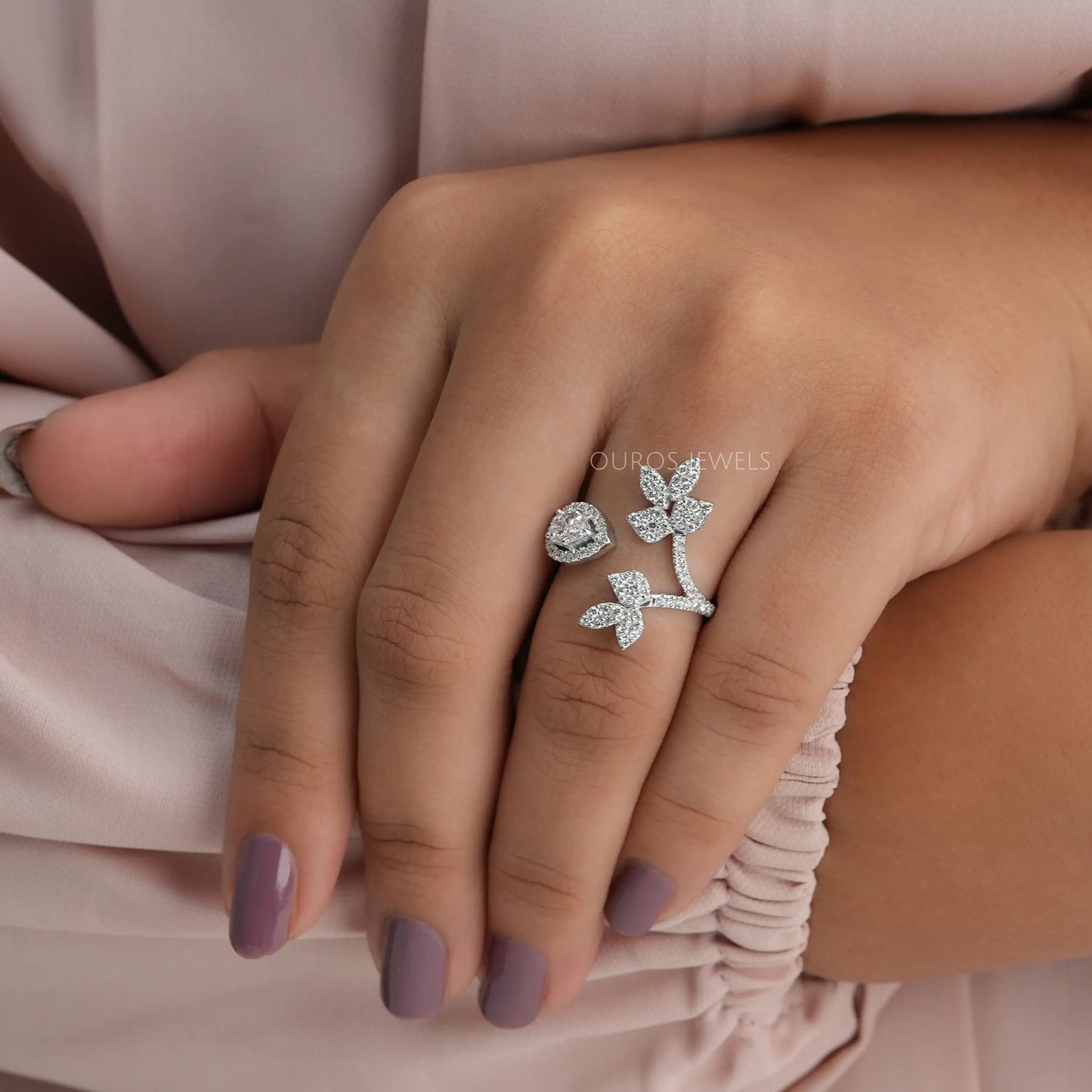 Pear Cut Lab Diamond Engagement Ring