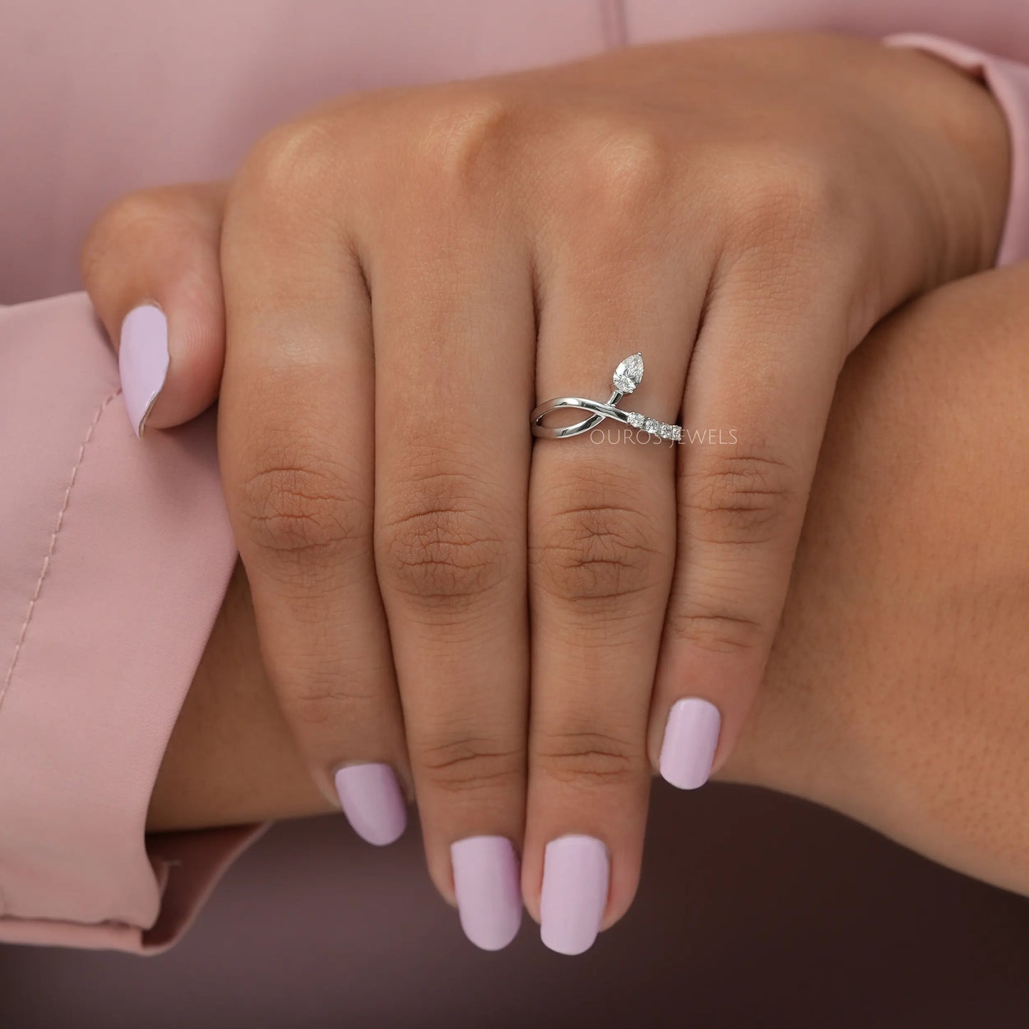 Pear Cut Diamond Dainty Ring