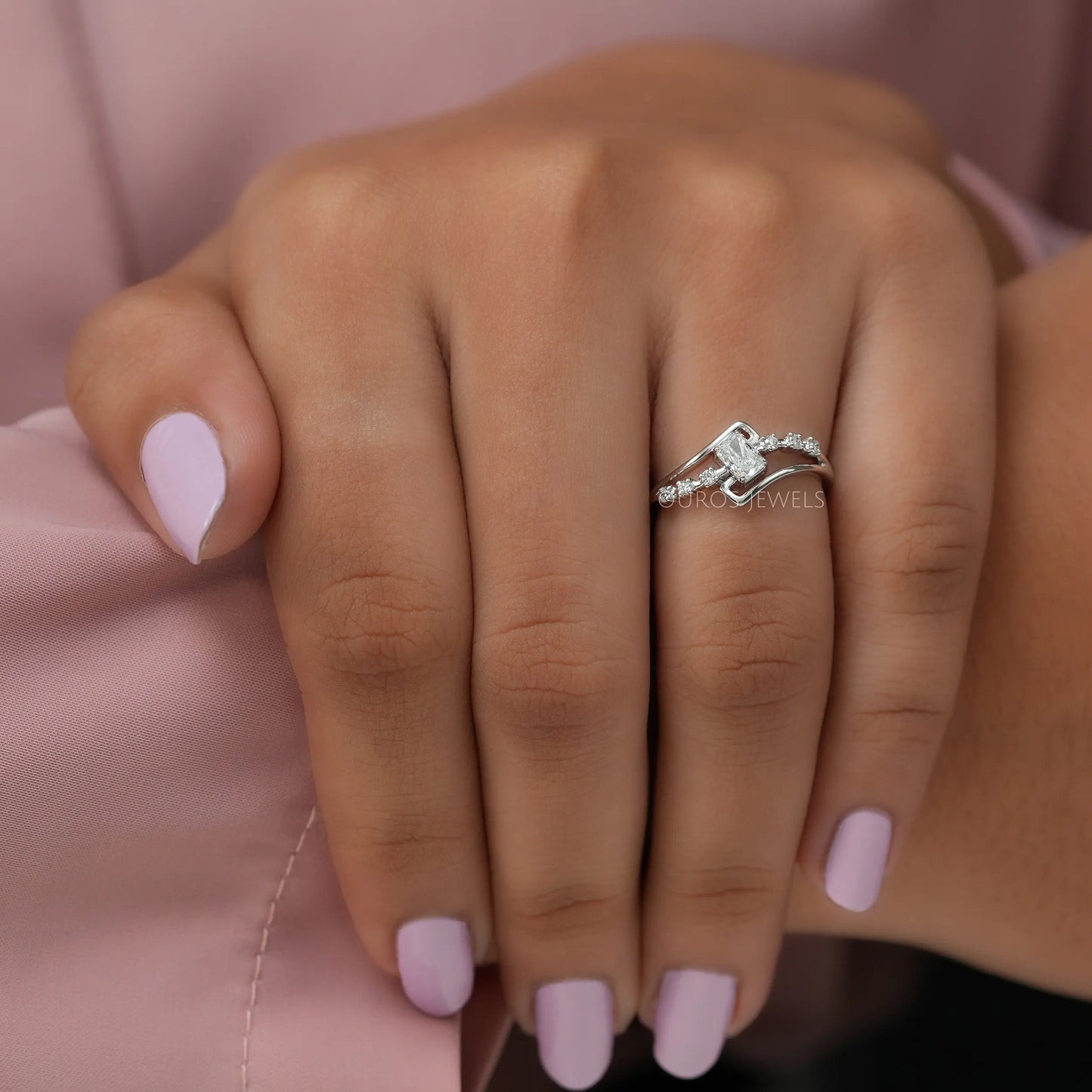Radiant Cut Lab Diamond Bypass Ring