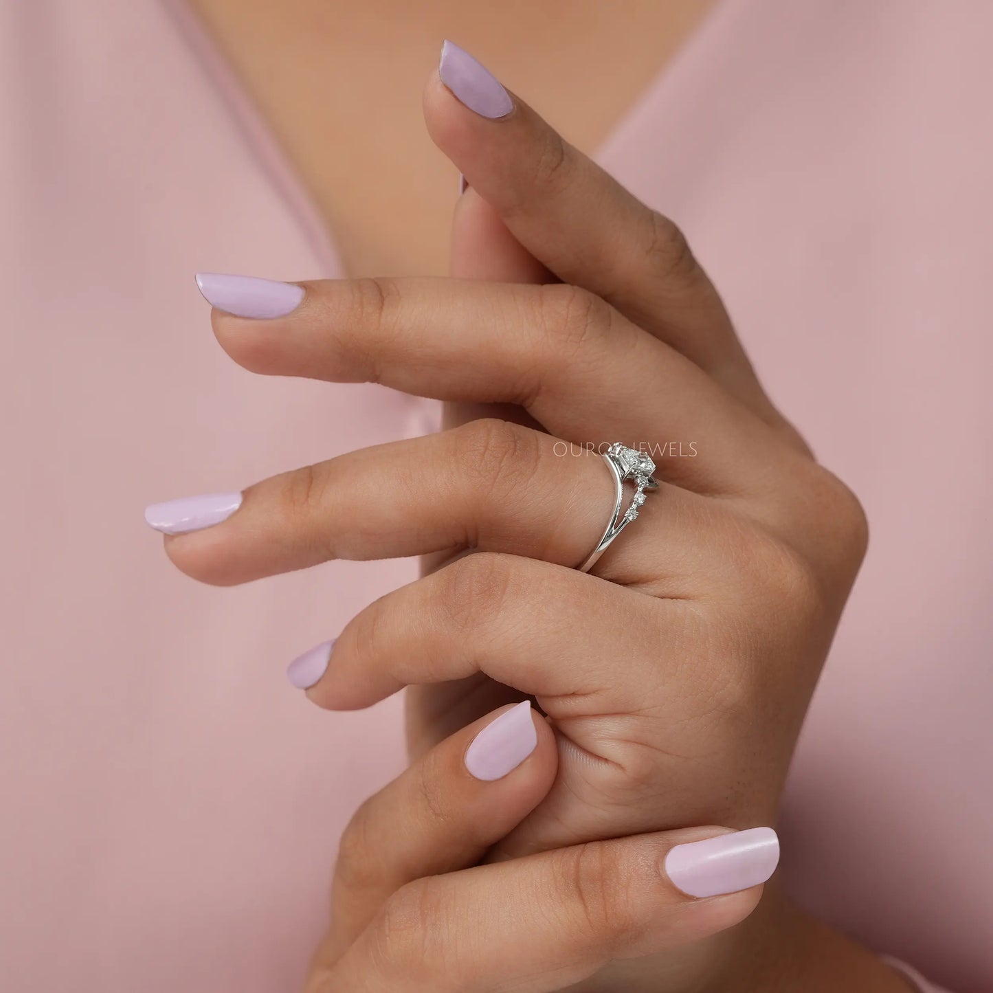 Radiant Cut Lab Diamond Bypass Ring