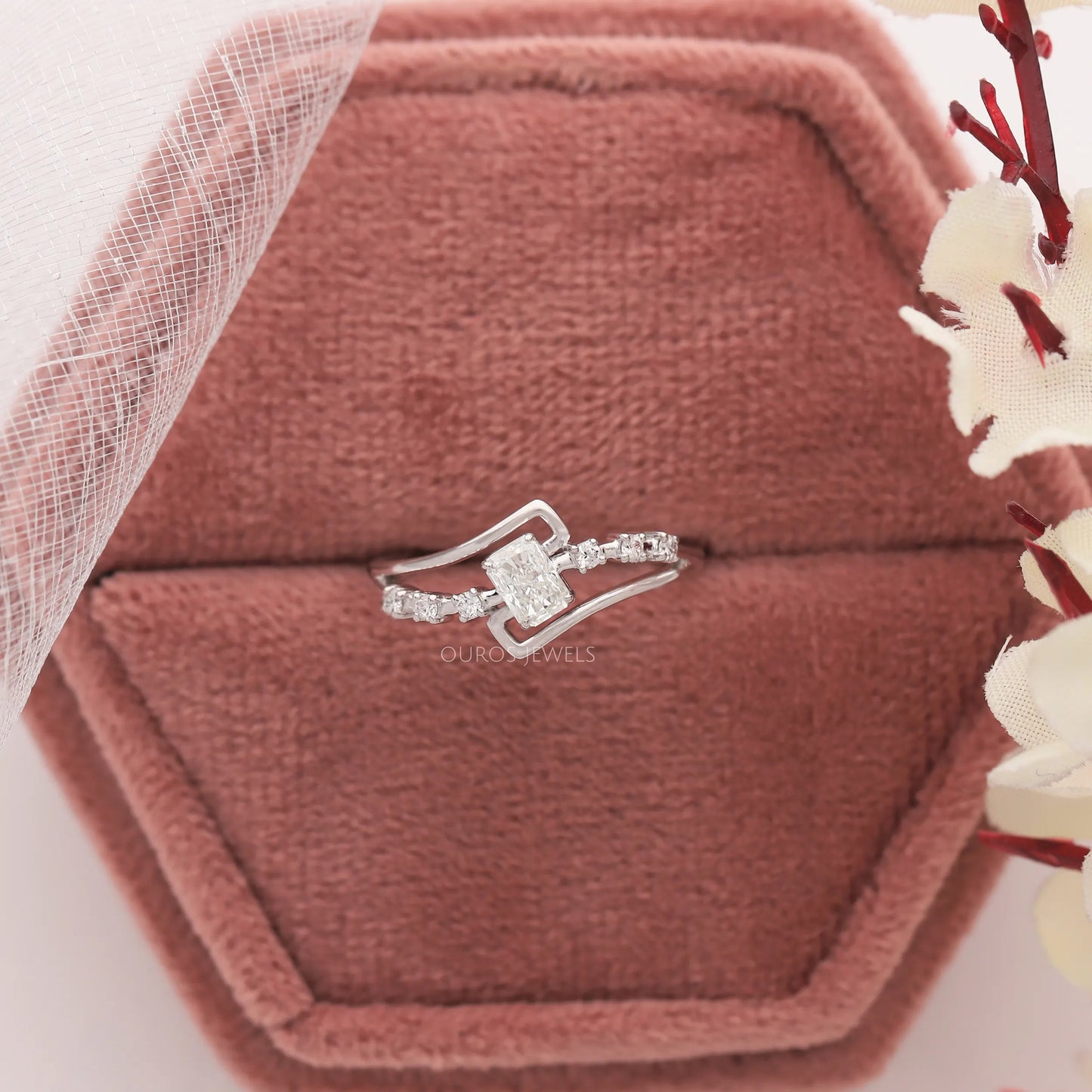 Radiant Cut Lab Diamond Bypass Ring
