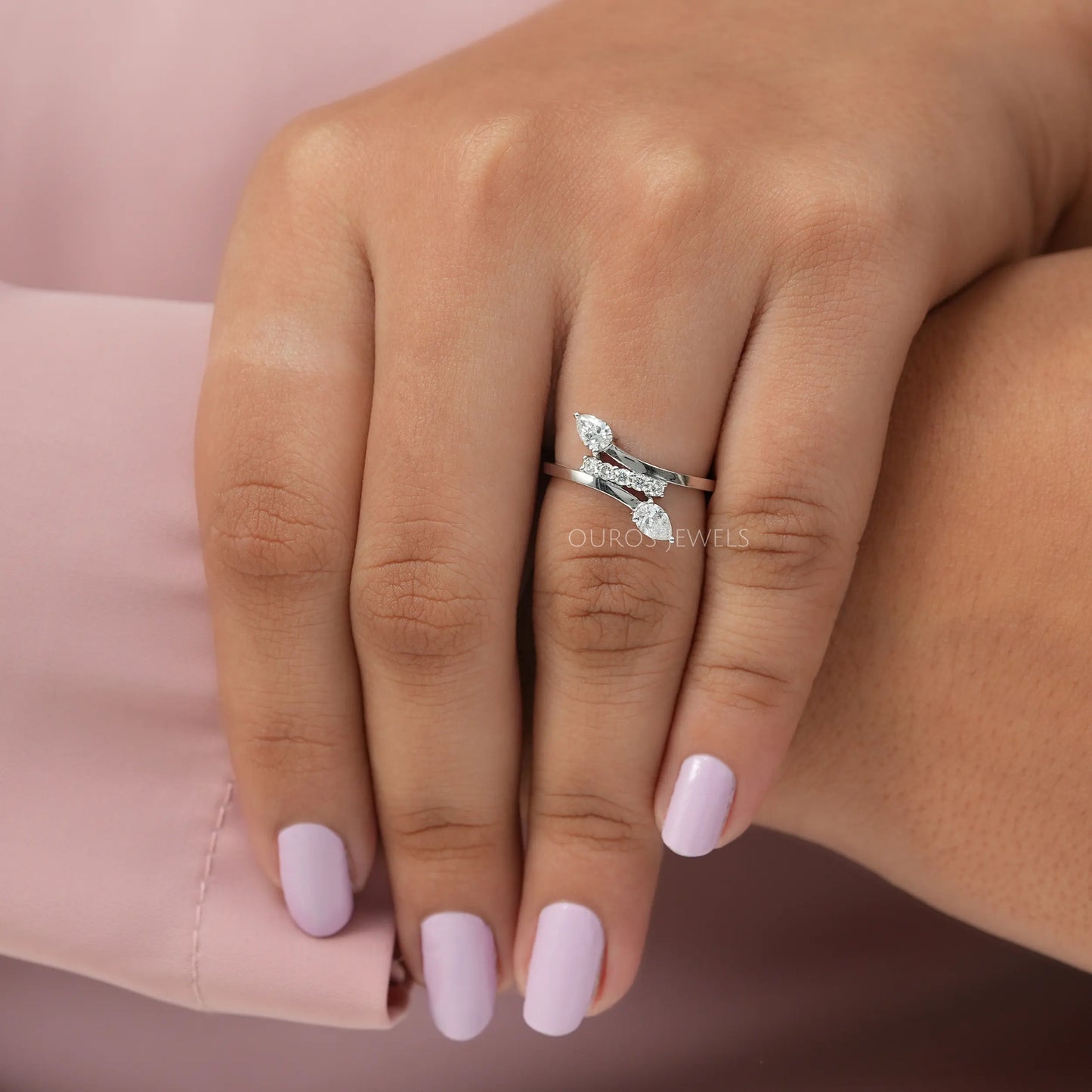 Pear Cut Diamond Bypass Ring