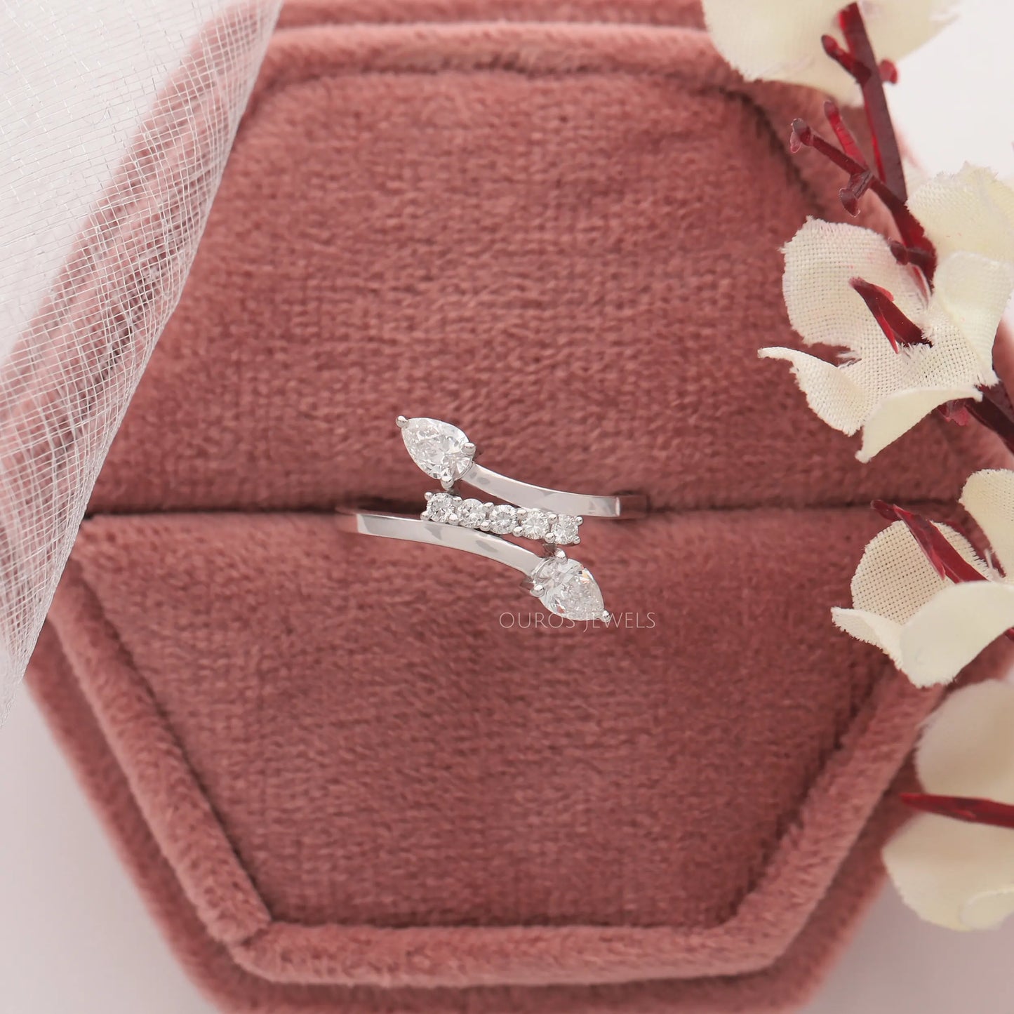 Pear Cut Diamond Bypass Ring