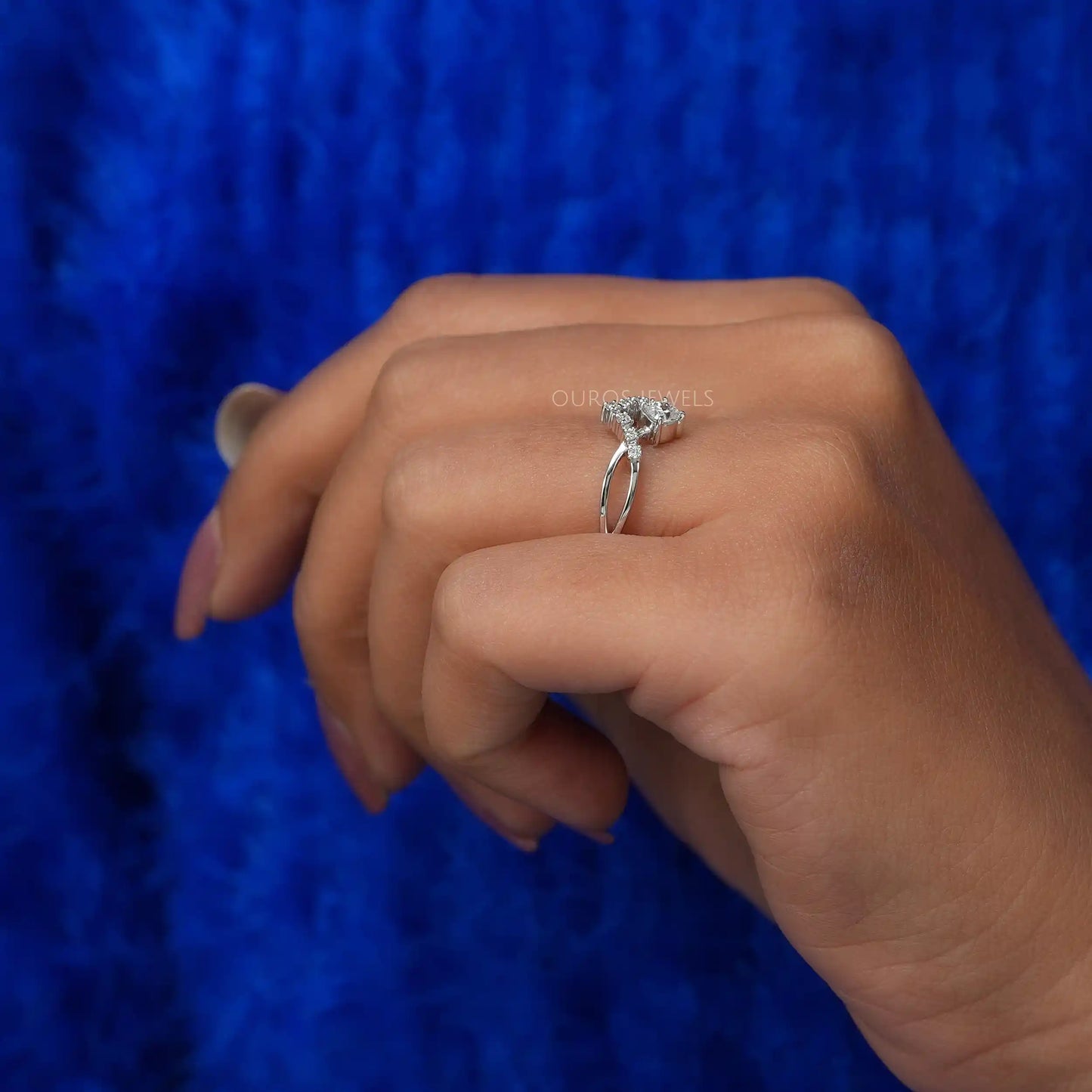Cushion Lab-Diamond Cluster Ring