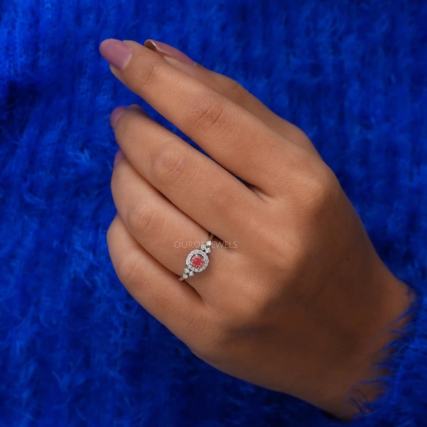 Cushion Diamond Halo Engagement Ring