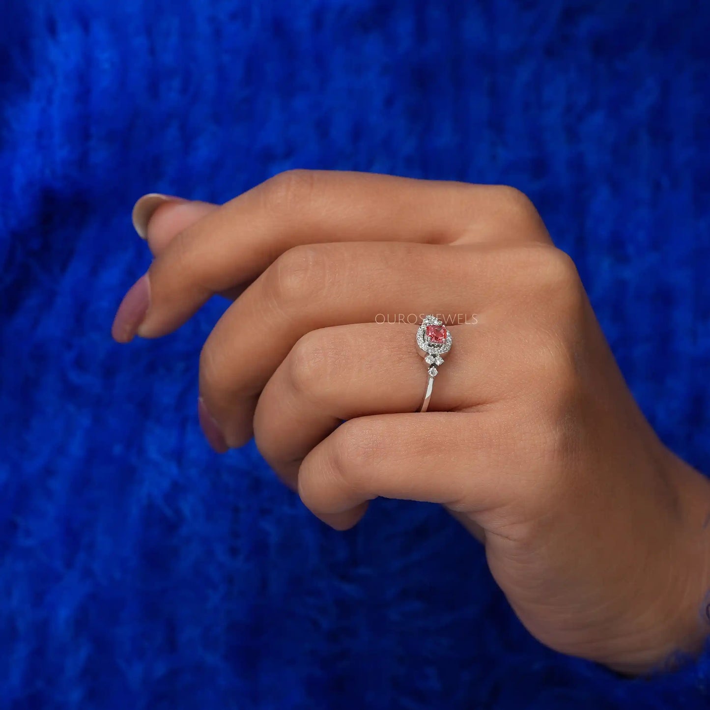 Cushion Diamond Halo Engagement Ring