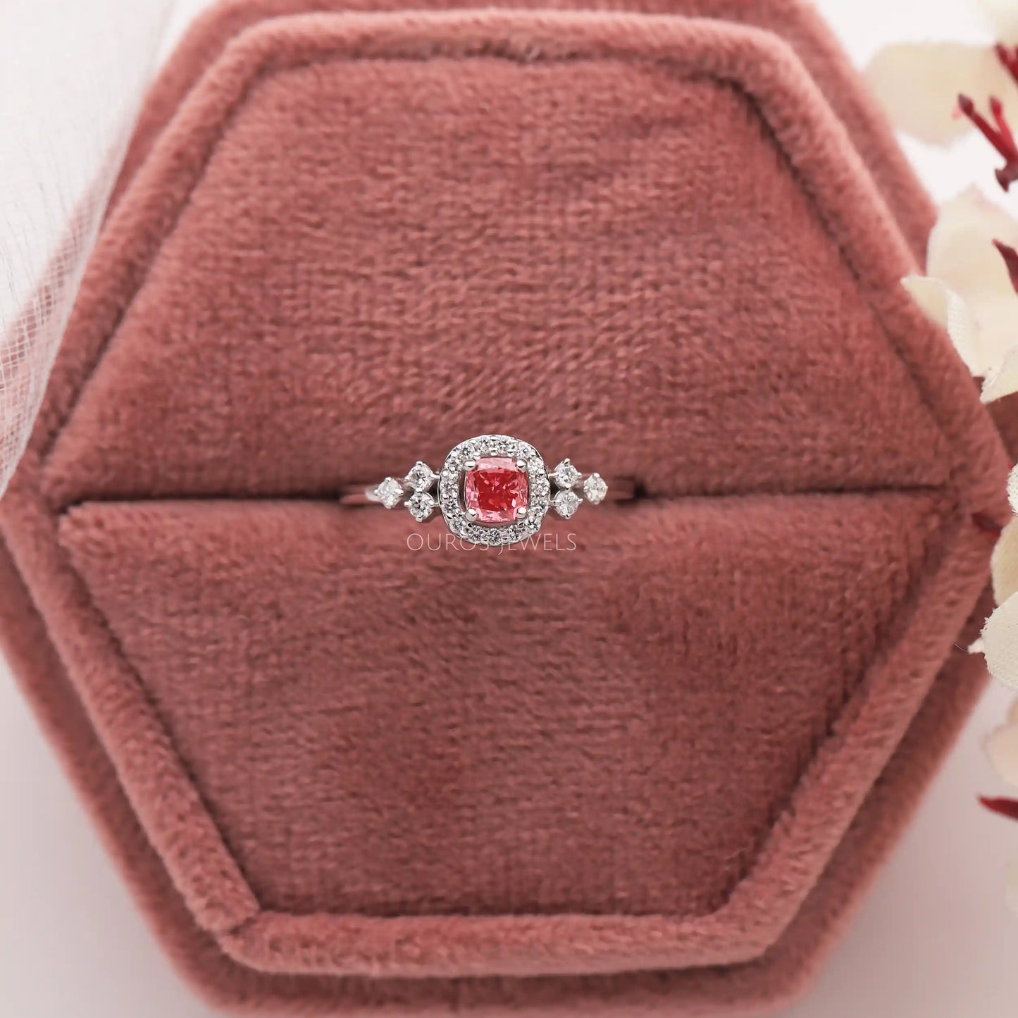 Cushion Diamond Halo Engagement Ring