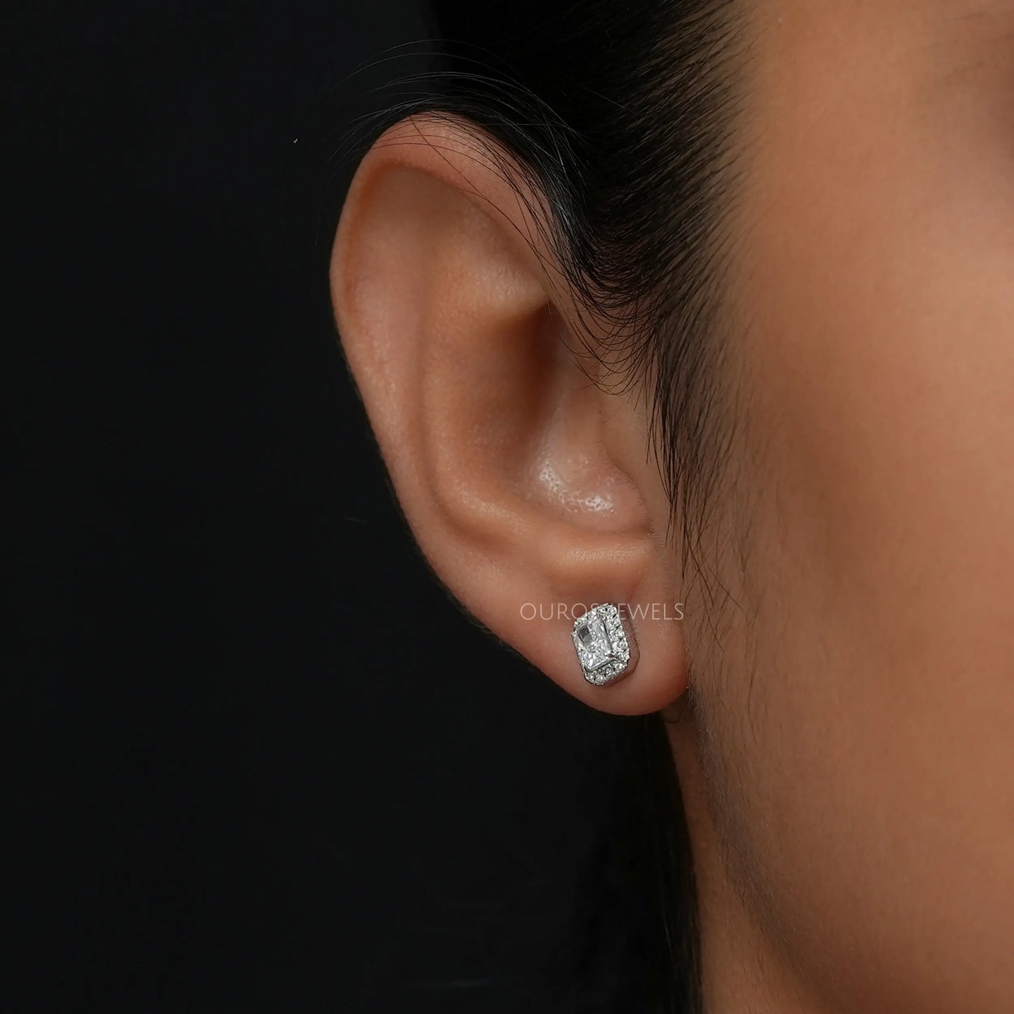 Radiant Cut Diamond Halo Earrings