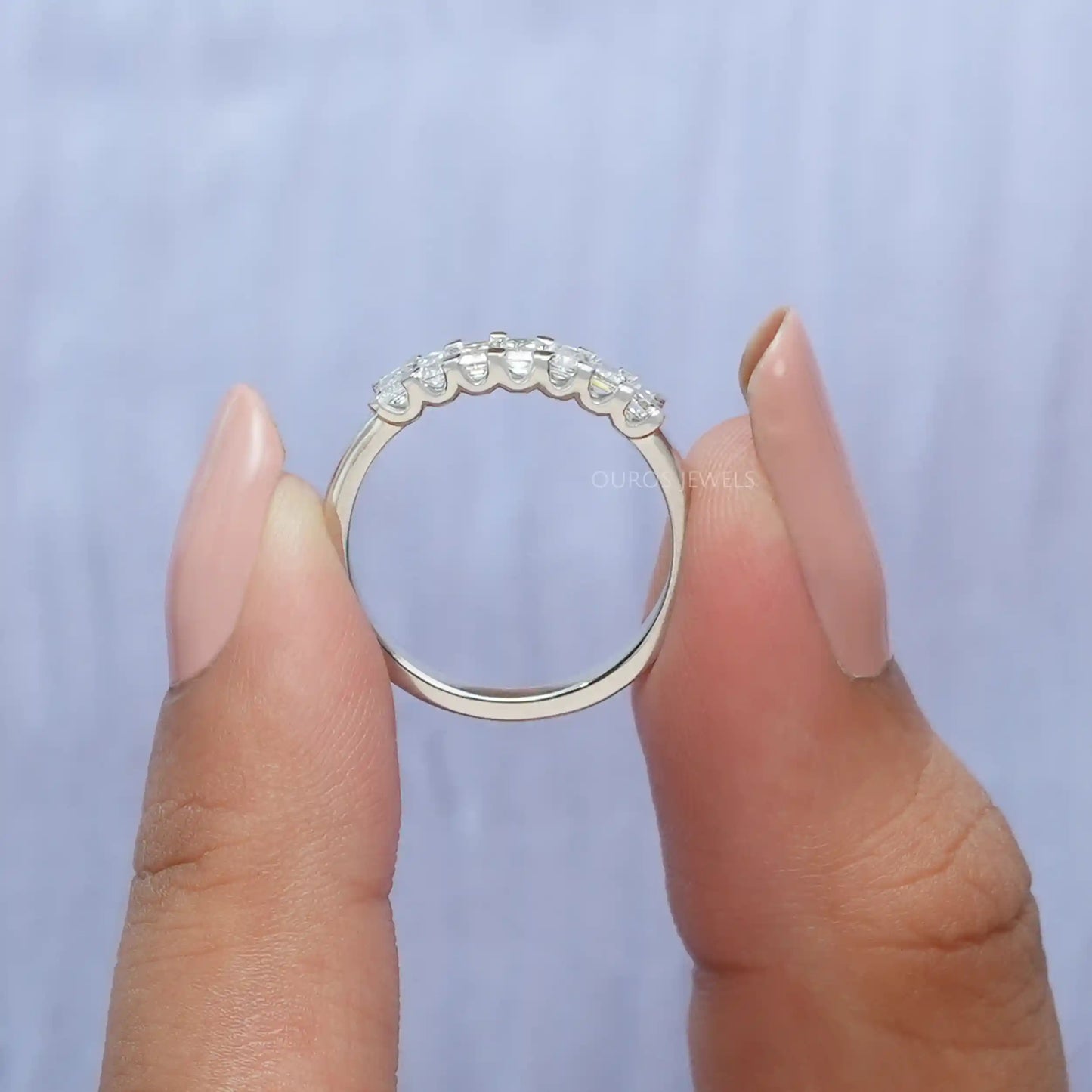 Emerald Diamond Half Eternity Band