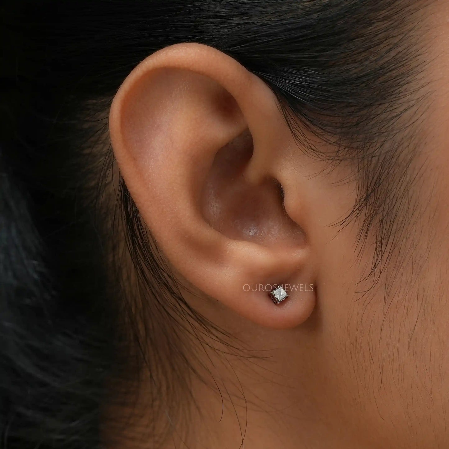 Green Princess Diamond Stud Earrings