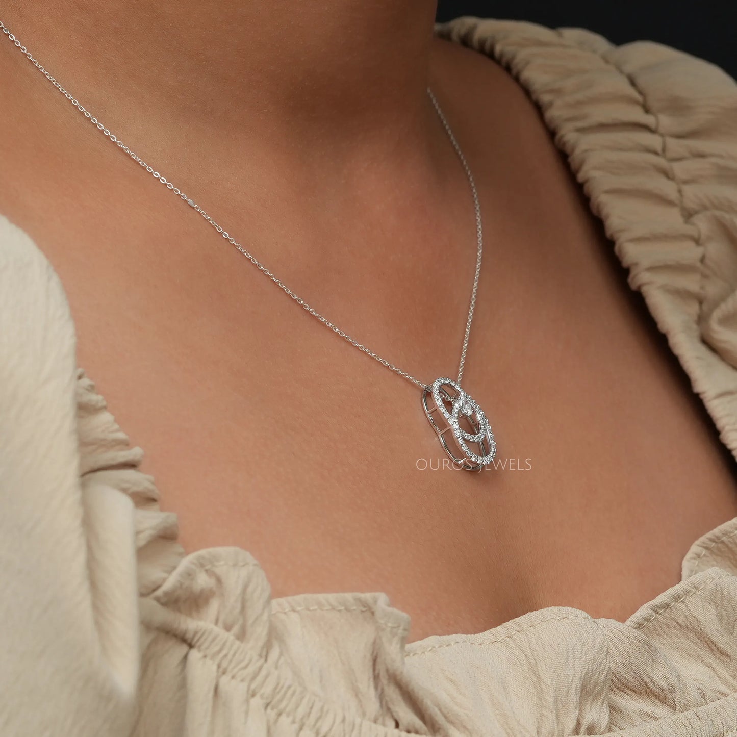 Oval & Round Lab Diamond Necklace