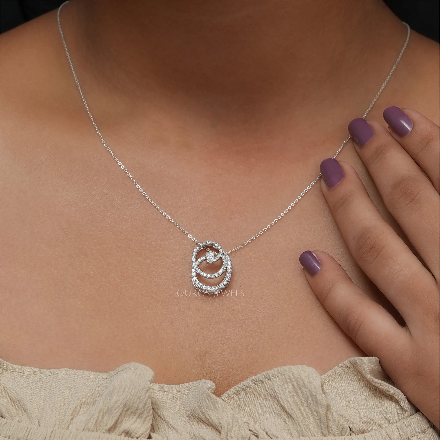 Oval & Round Lab Diamond Necklace