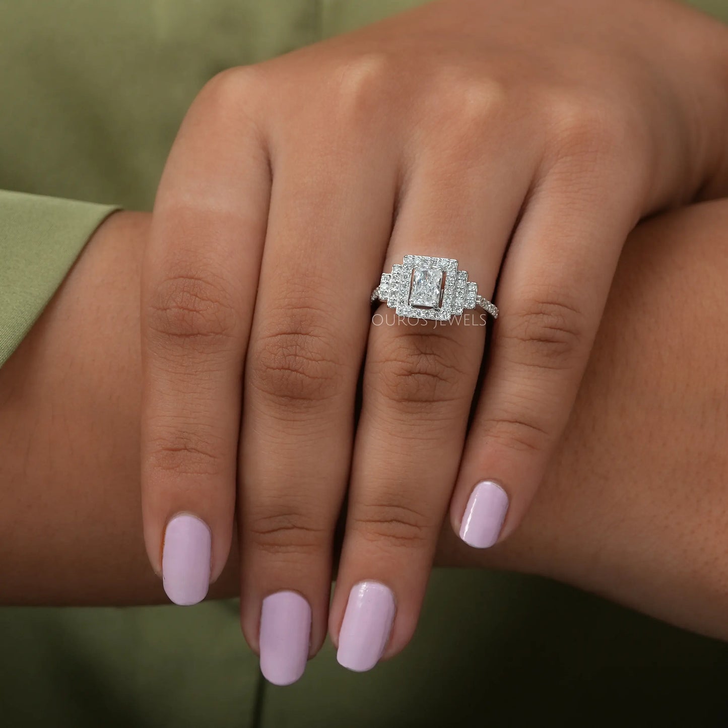 Radiant Cut Halo Diamond Engagement Ring