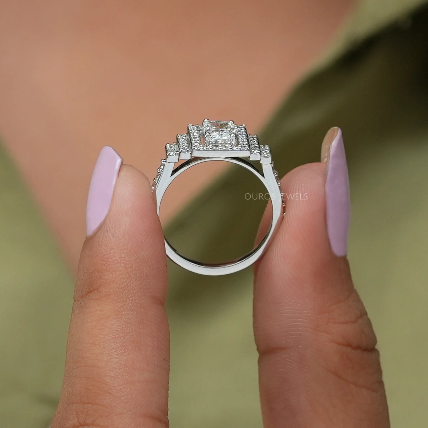 Radiant Cut Halo Diamond Engagement Ring