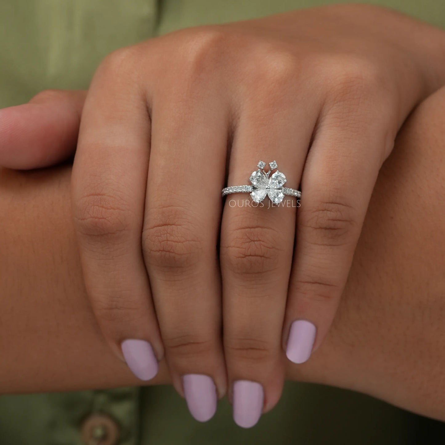 Pear & Round Cut Butterfly Ring