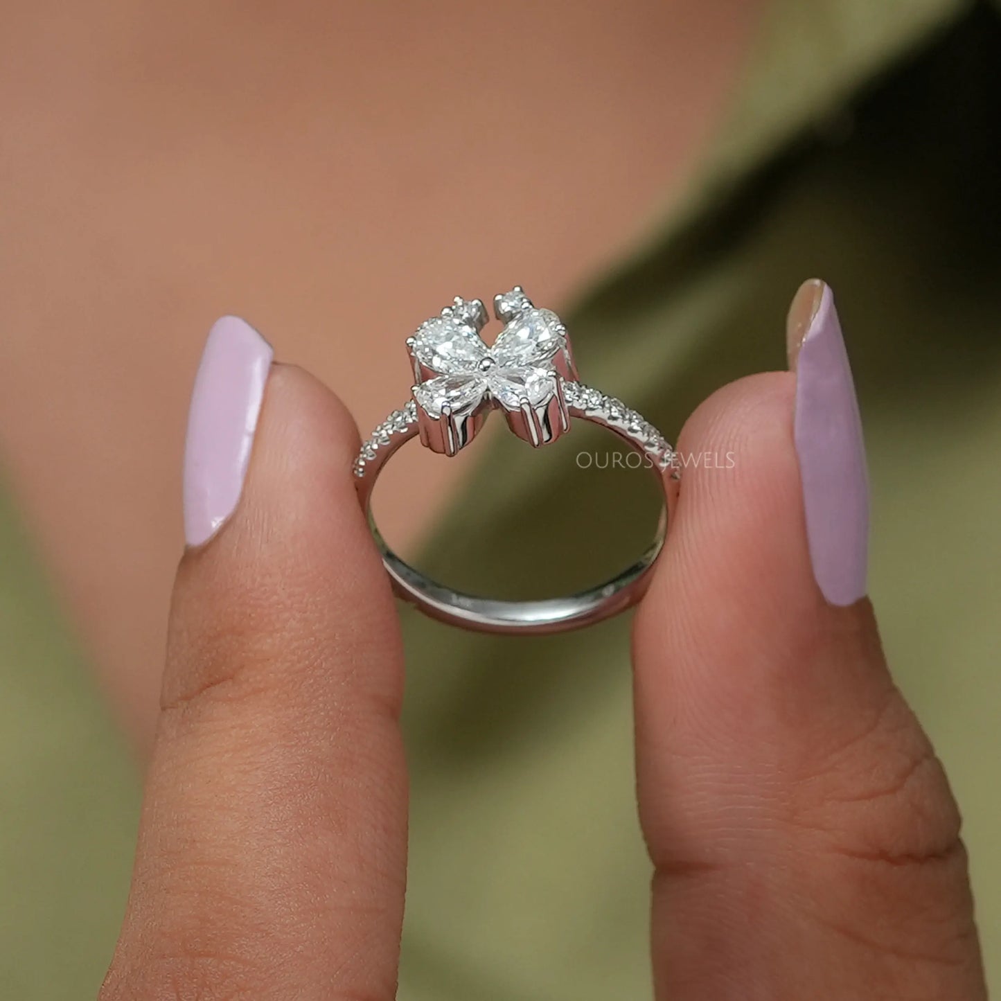 Pear & Round Cut Butterfly Ring