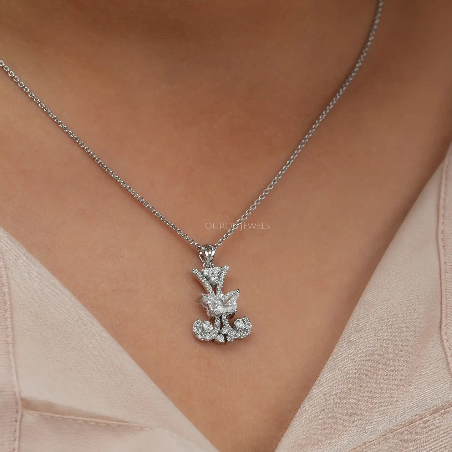 Butterfly Cut Diamond Cluster Necklace