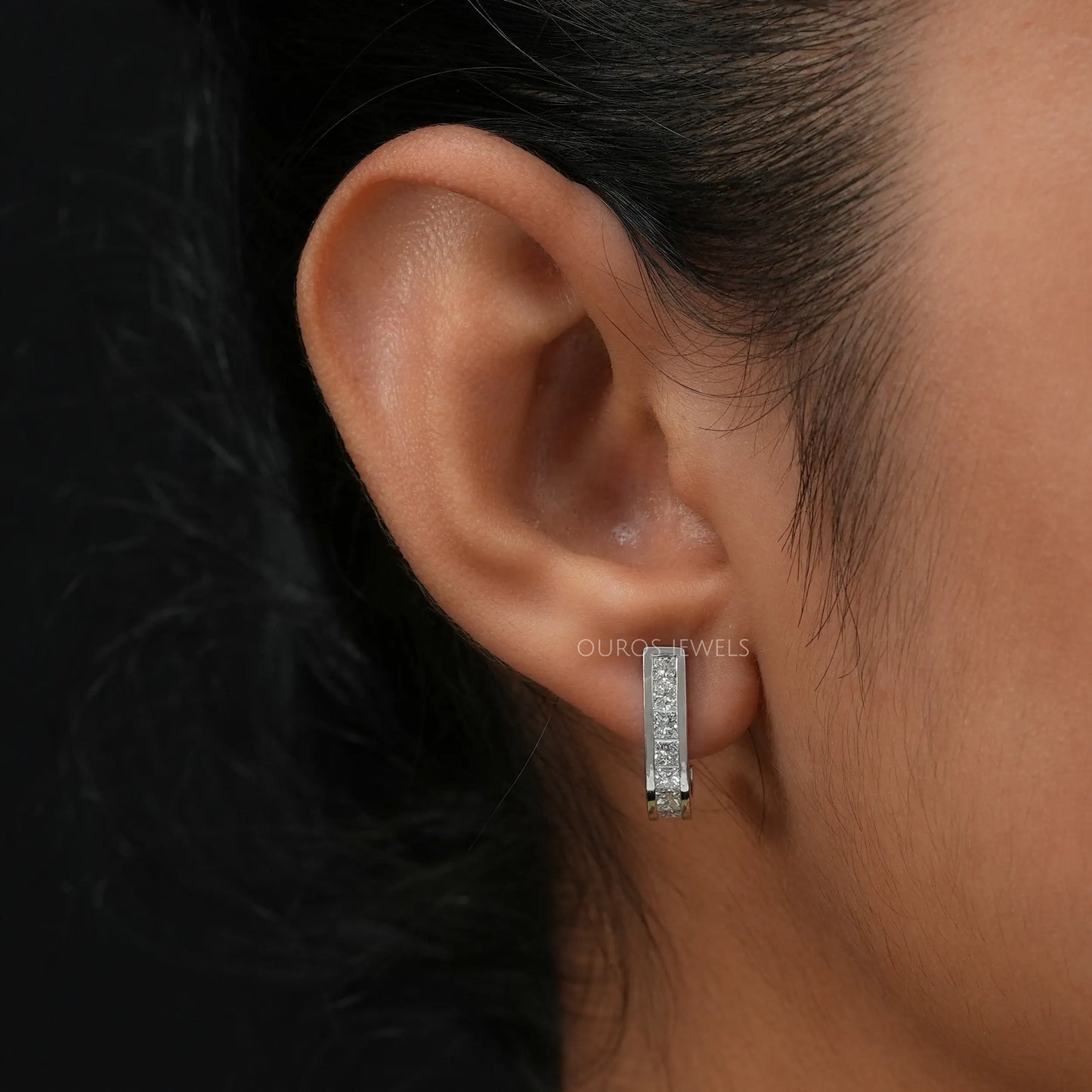 Princess Cut Bezel Set Earrings