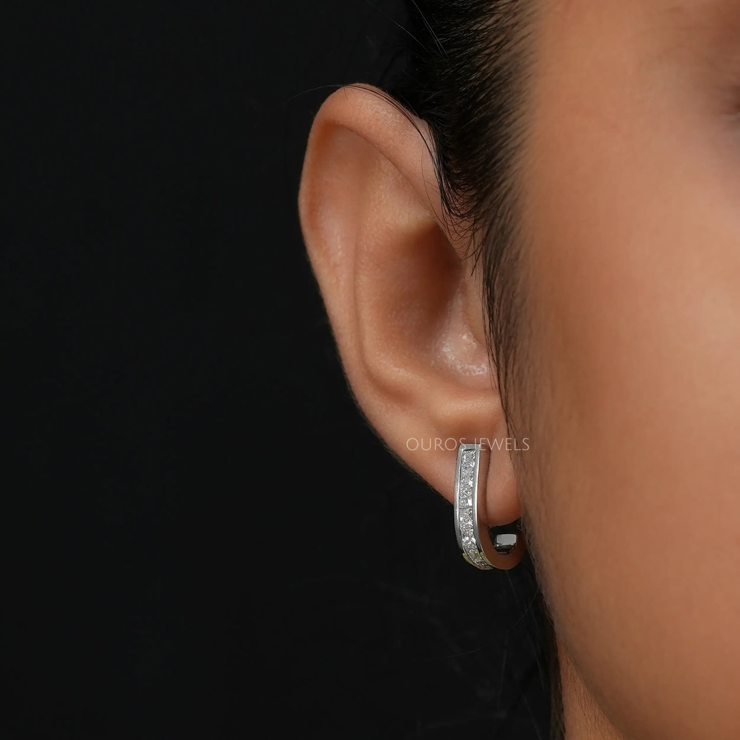 Princess Cut Bezel Set Earrings