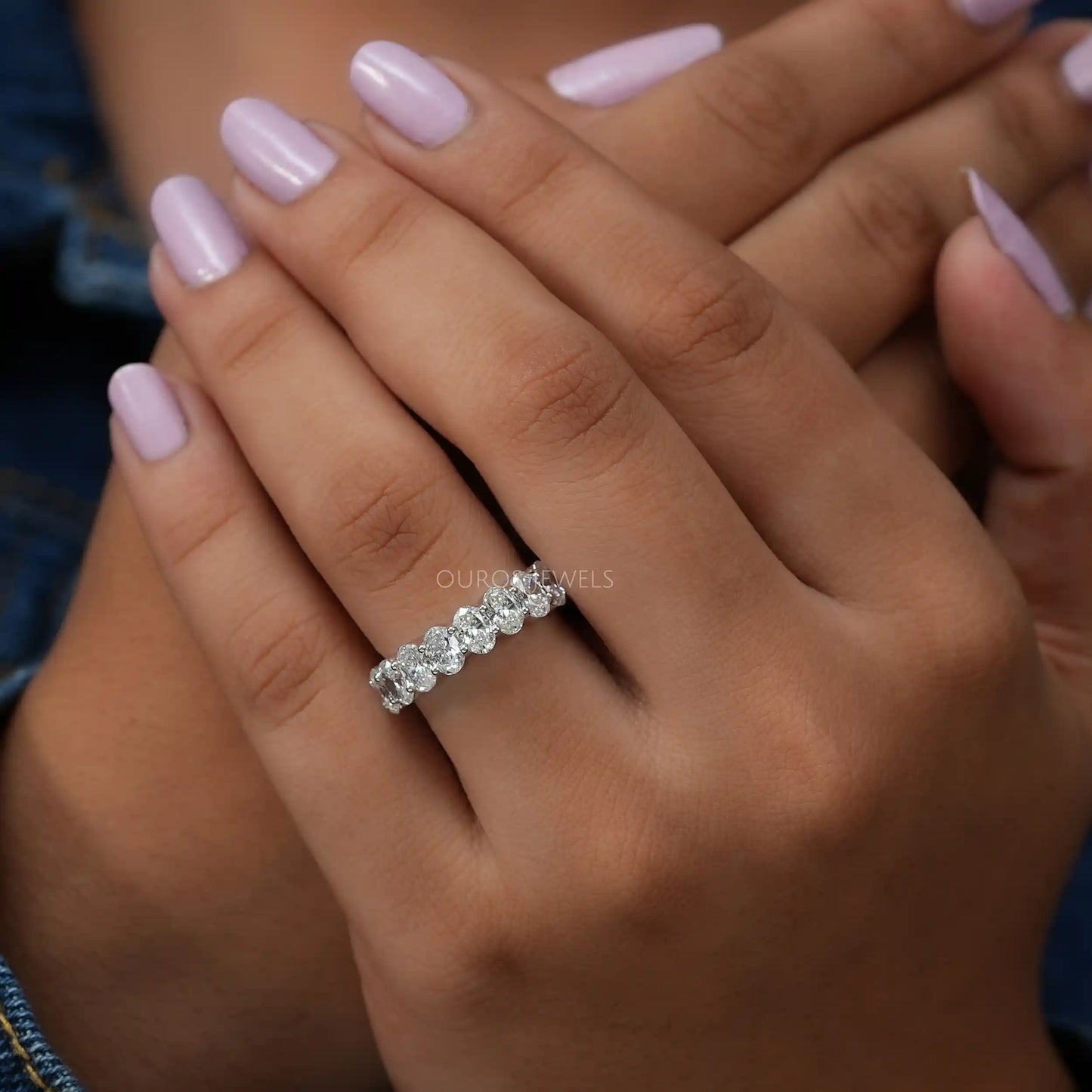 Oval Lab Diamond Eternity Band