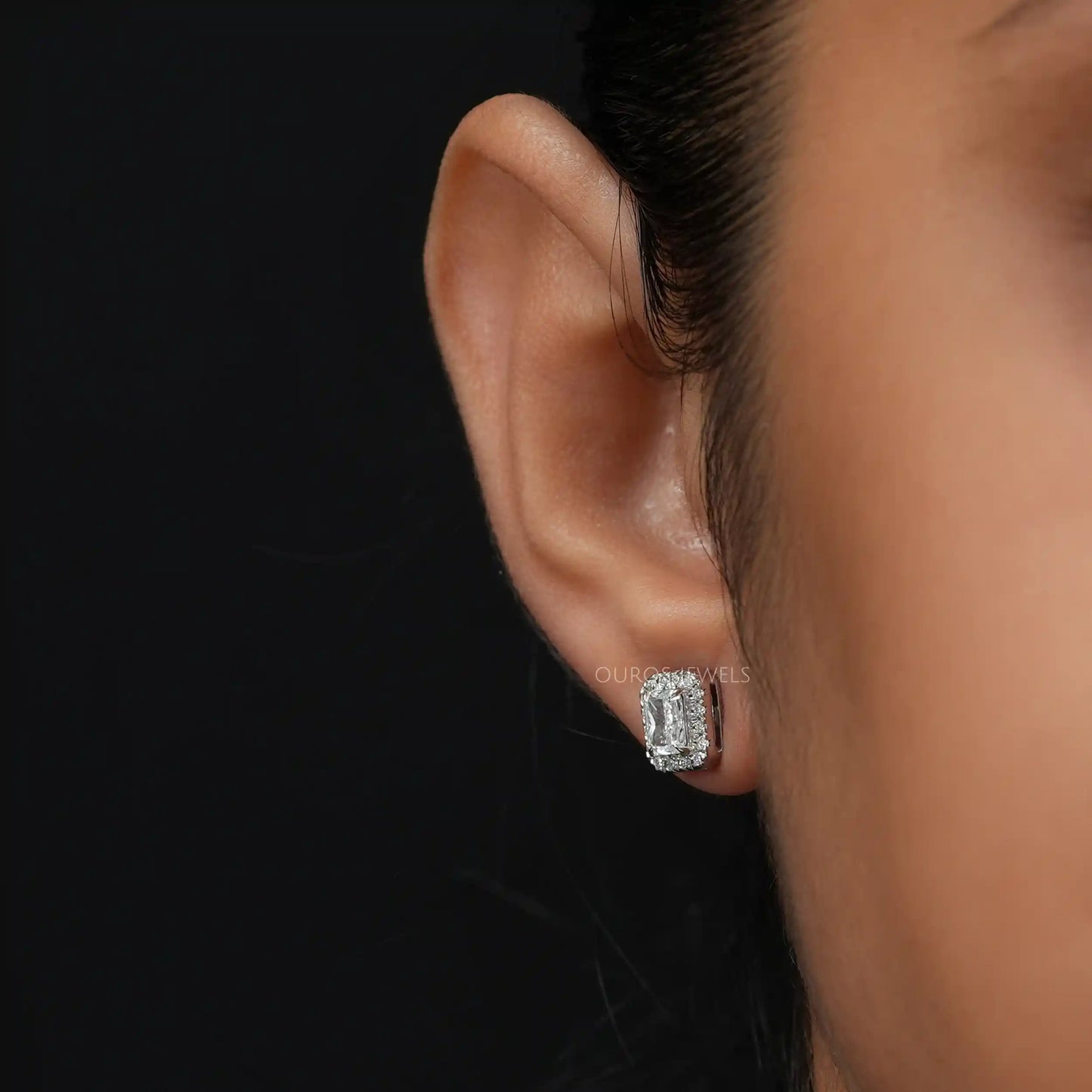 Radiant Cut Diamond Halo Earrings