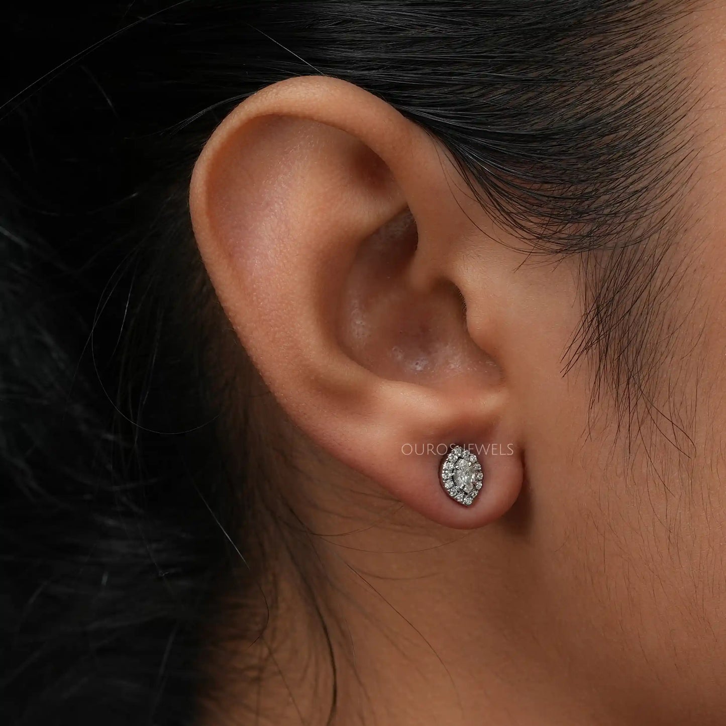 Marquise Shape Diamond Halo Earrings