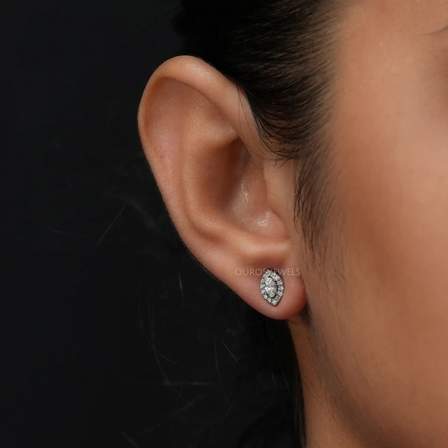 Marquise Shape Diamond Halo Earrings