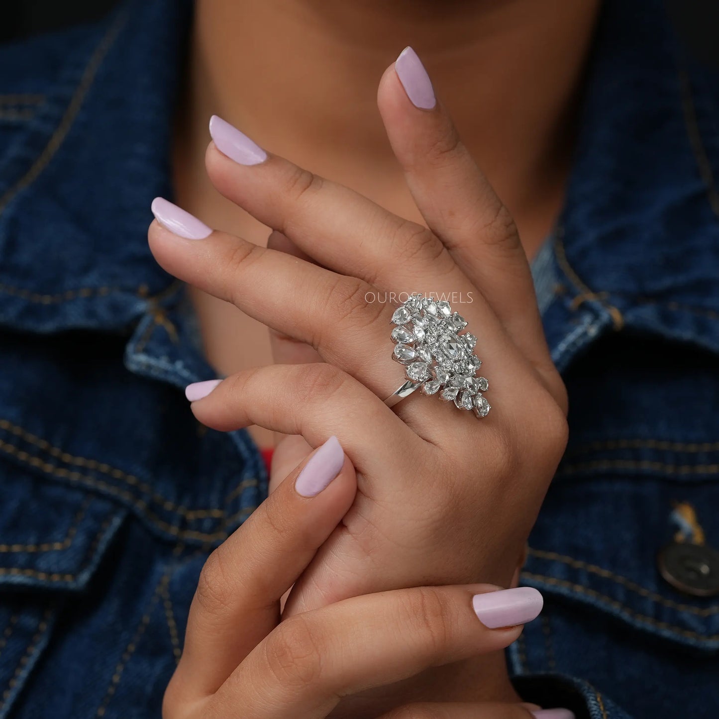 Multi Shape Diamond Cluster Ring