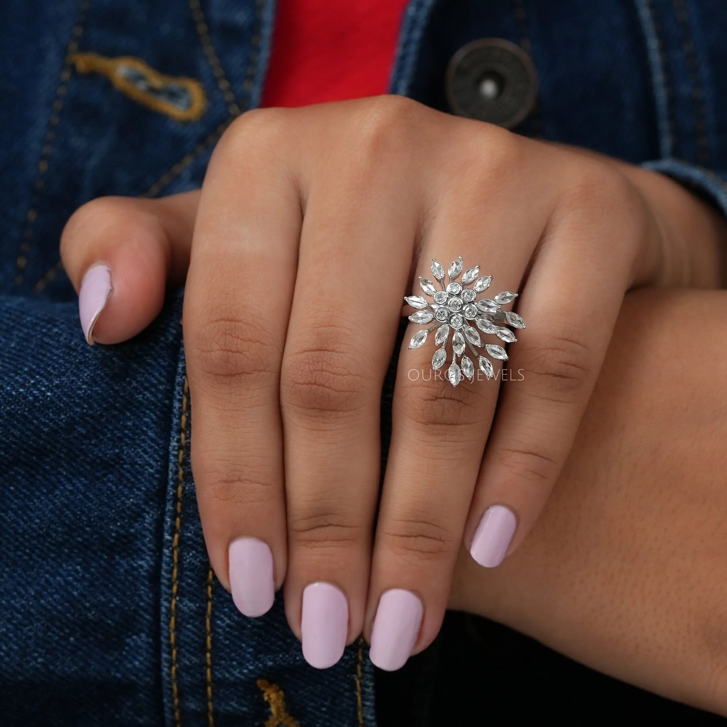 Rose Cut Marquise Cluster Diamond Ring